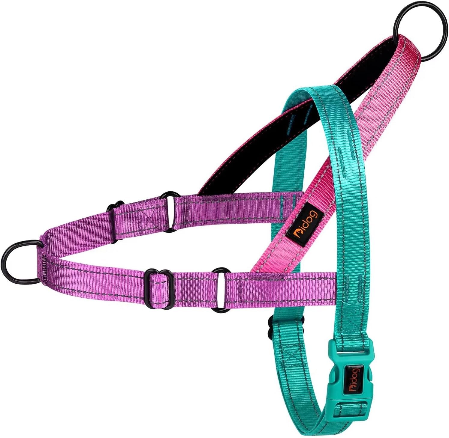 Didog No Pull Dog Harness for Medium Dogs, Soft Padded Handle, Dark Green,M | Quick Fit, Easy On and Off, Front Adjustable, Lightweight Vest, Colorful Reflective Strips, Easy for Walking and Training