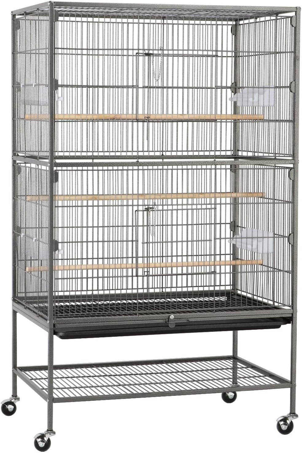 Topeakmart Wrought Iron Large Flight Parrot Bird Cage with Rolling Stand for Multiple Parakeets Conure Cockatiel Cage
