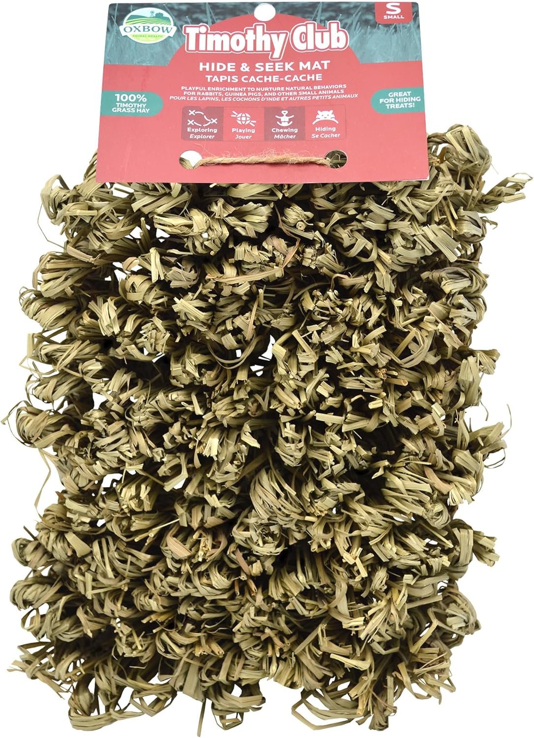Oxbow Timothy Hay Hide & Seek Snuffle Mat, Rabbit & Guinea Pig Enrichment | Rabbit Puzzle Mat, Guinea Pig Puzzle Toy, Guinea Pig Enrichment Accessories, Bunny Treats Toys, Chinchillas, Rats, Ferrets