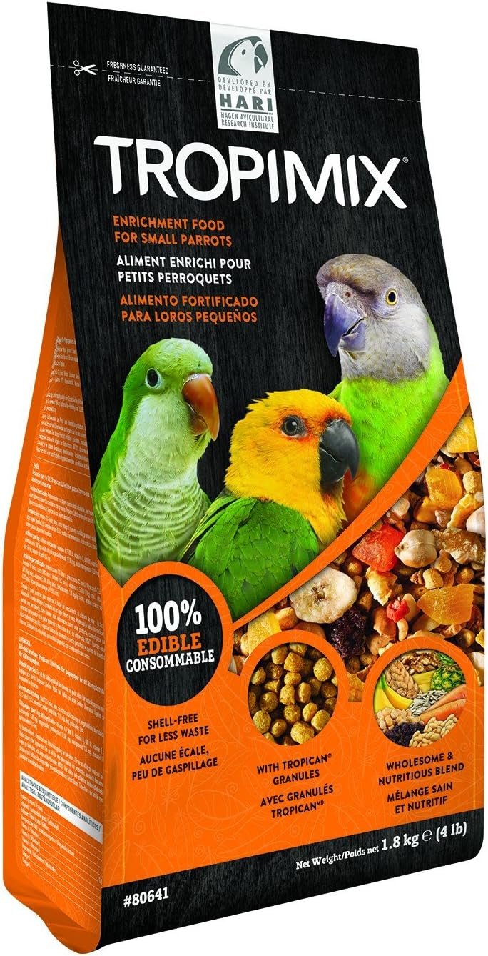 Hari Hagen Tropimix Enrichment Food for Small Parrots, 4 lb. (1.8 kg) | Small Parrot Food with Seeds, Fruit, Nuts, Vegetables, Grains, and Legumes