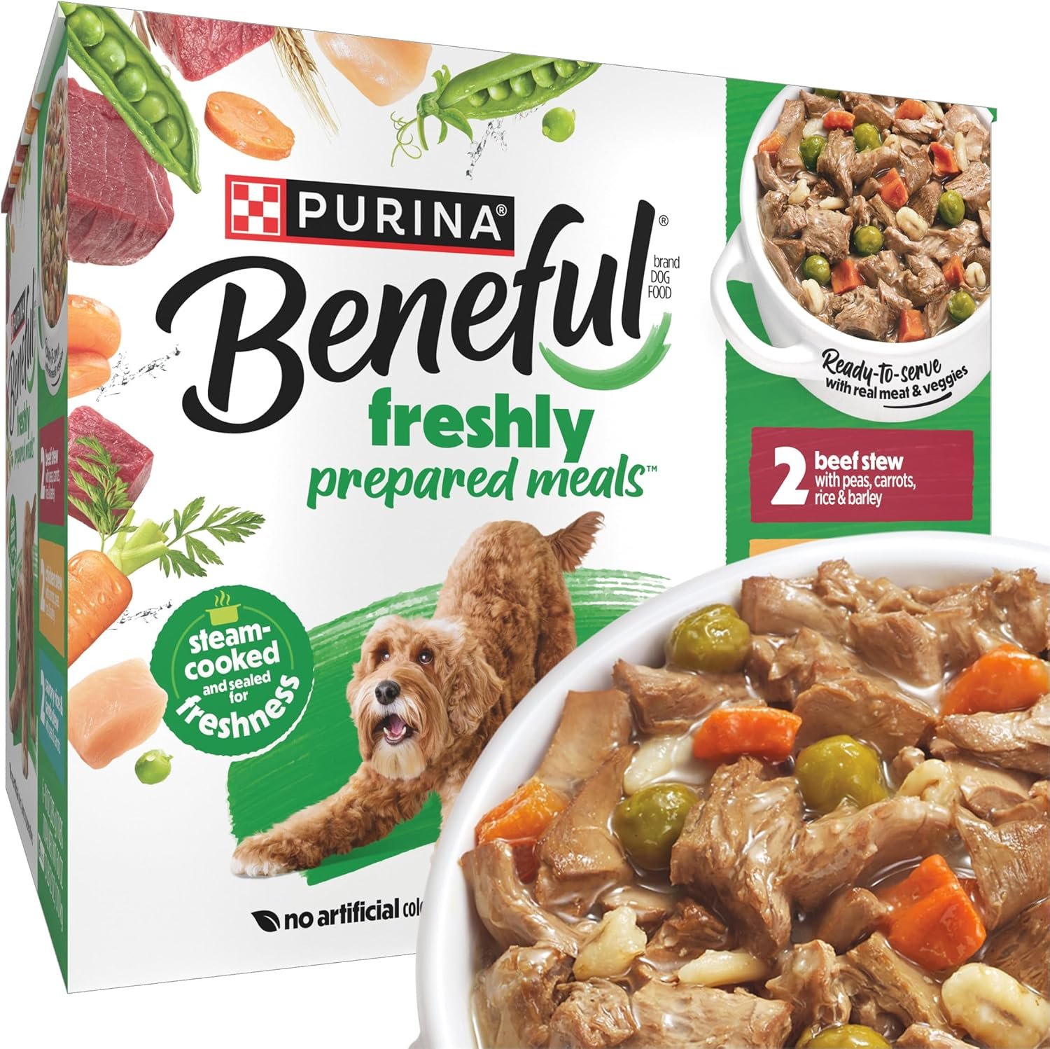 Purina Beneful Protein Gravy Wet Dog Food Variety Pack Freshly Prepared Meals Stew – (Pack of 6) 10 oz. Tubs