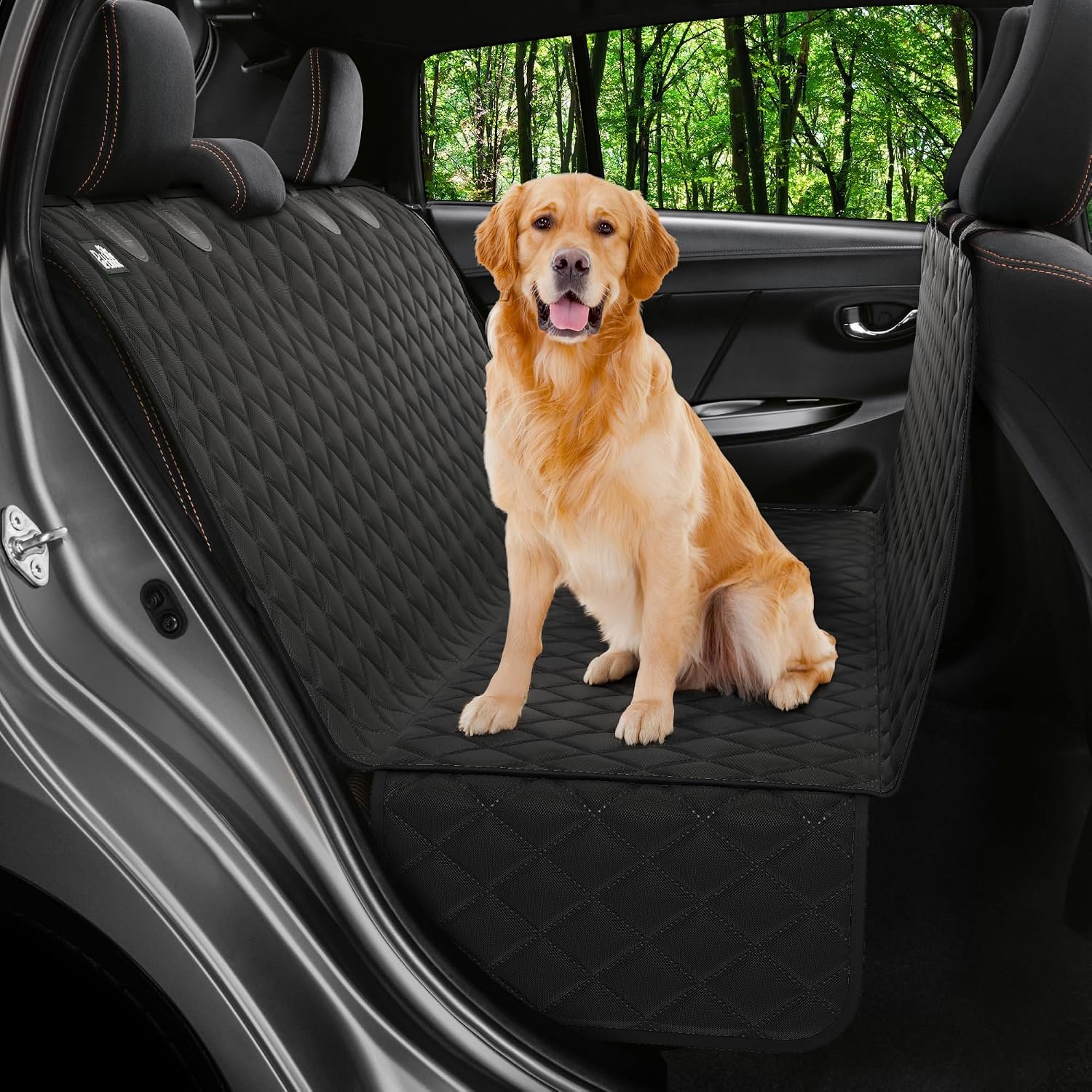 Petloox Dog Car Seat Cover for Back Seat, Waterproof Hammock for Car, SUV & Truck, Non-Slip Backseat Cover for Dogs, Heavy-Duty Dog Hammock Style Seat Protector Pets, Easy to Install & Clean
