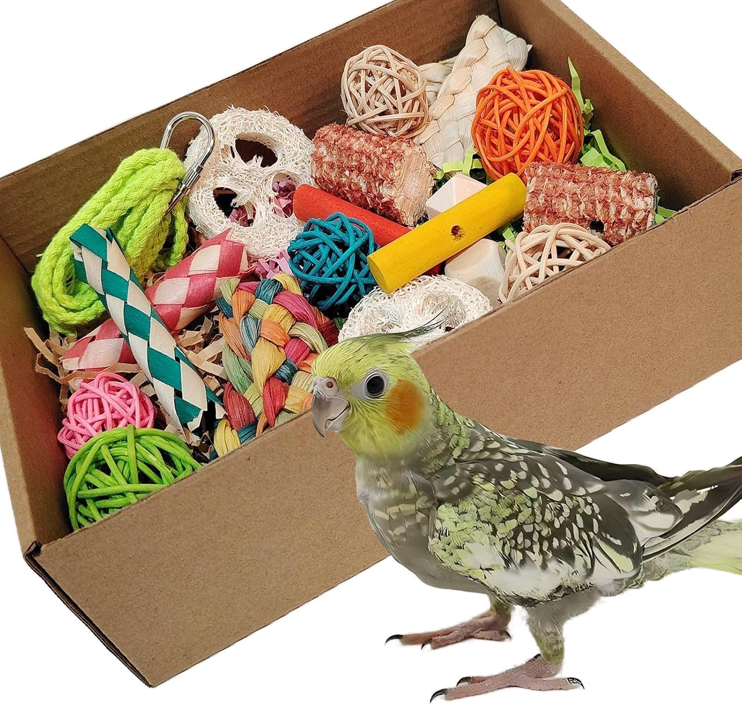 Bird Toys，Colorful Parrot Foraging and Tearing Toy Box | Suitable for chewing and foraging, Long tailed parrots, Quaker parrots, Cockatoos