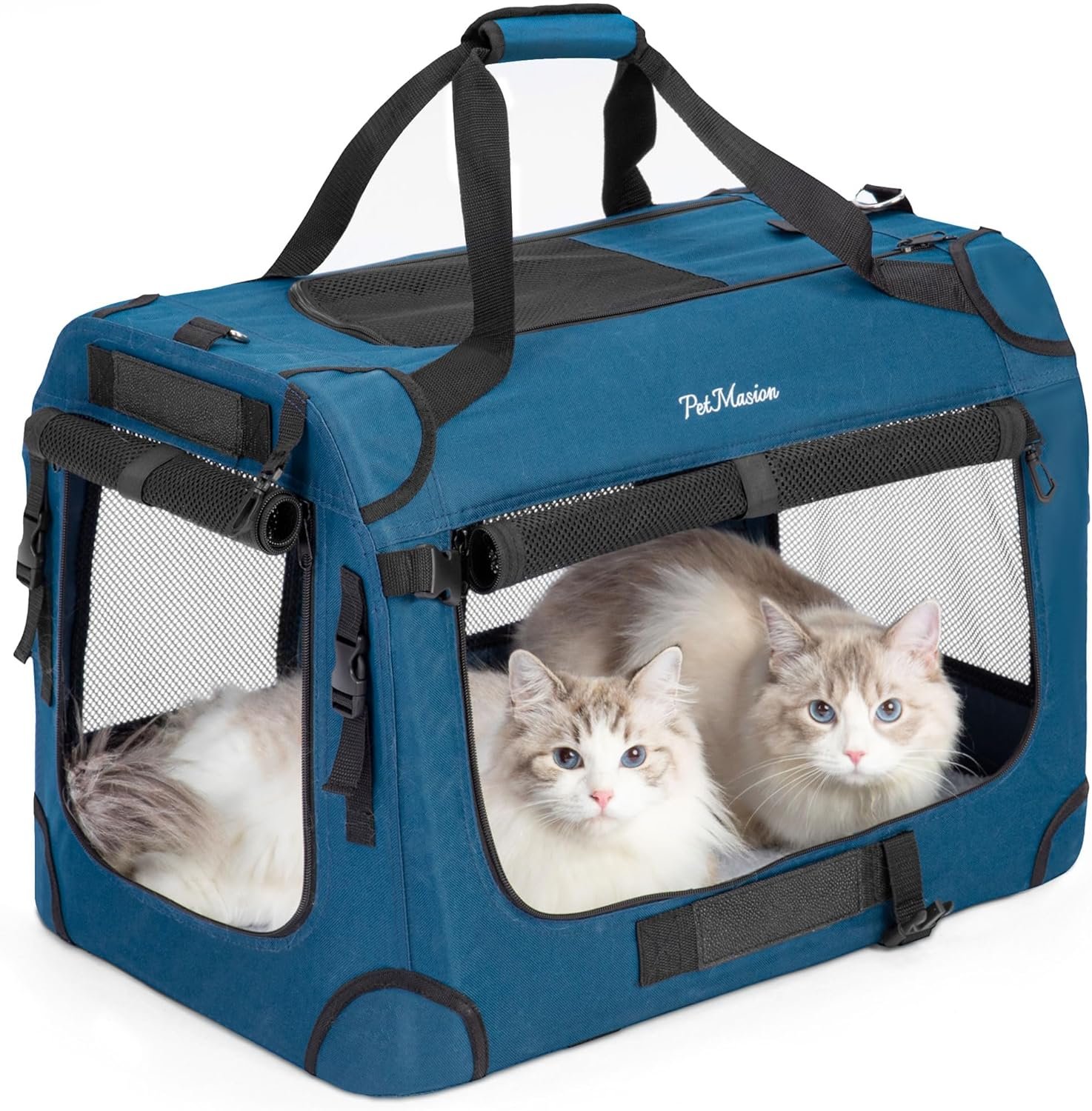 Extra Large Cat Carrier for 2 Cats, Collapsible Soft Sided Pet XL Crate for Large Mudium Big Cat 20lbs+, Car Travel Portable Bag for Long Trips Ride 24″x16.5″x16.5″