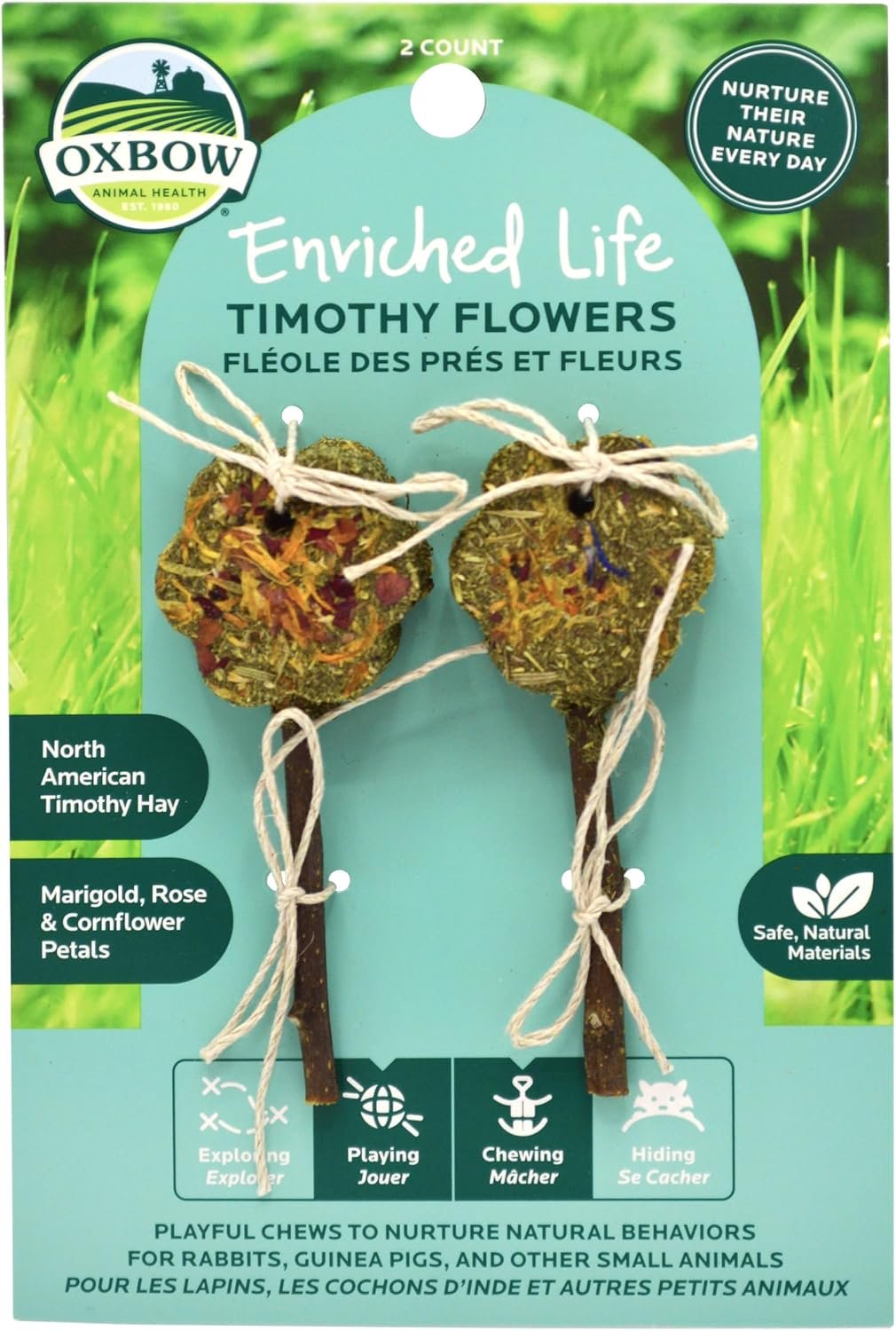 Oxbow Timothy Hay Flowers, Rabbit & Guinea Pig Toy, Bunny Enrichment Chew