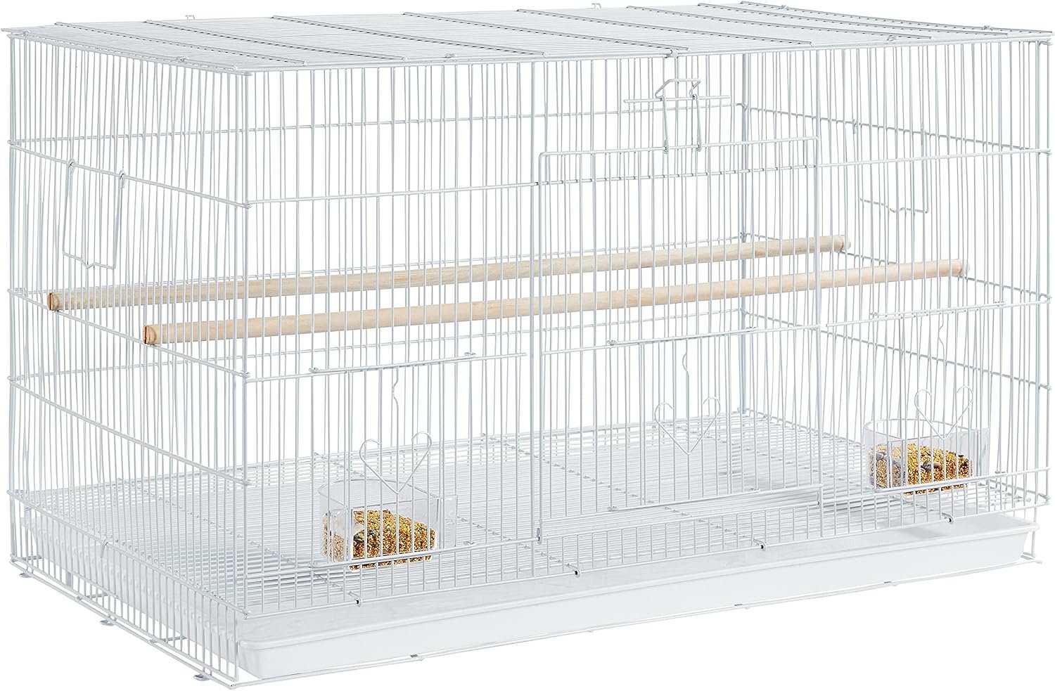 Topeakmart 30-inch Flight Bird Cage for Parrots Finches Budgies Cockatiels Parakeets Lovebirds Canaries with Slide-Out Tray, White
