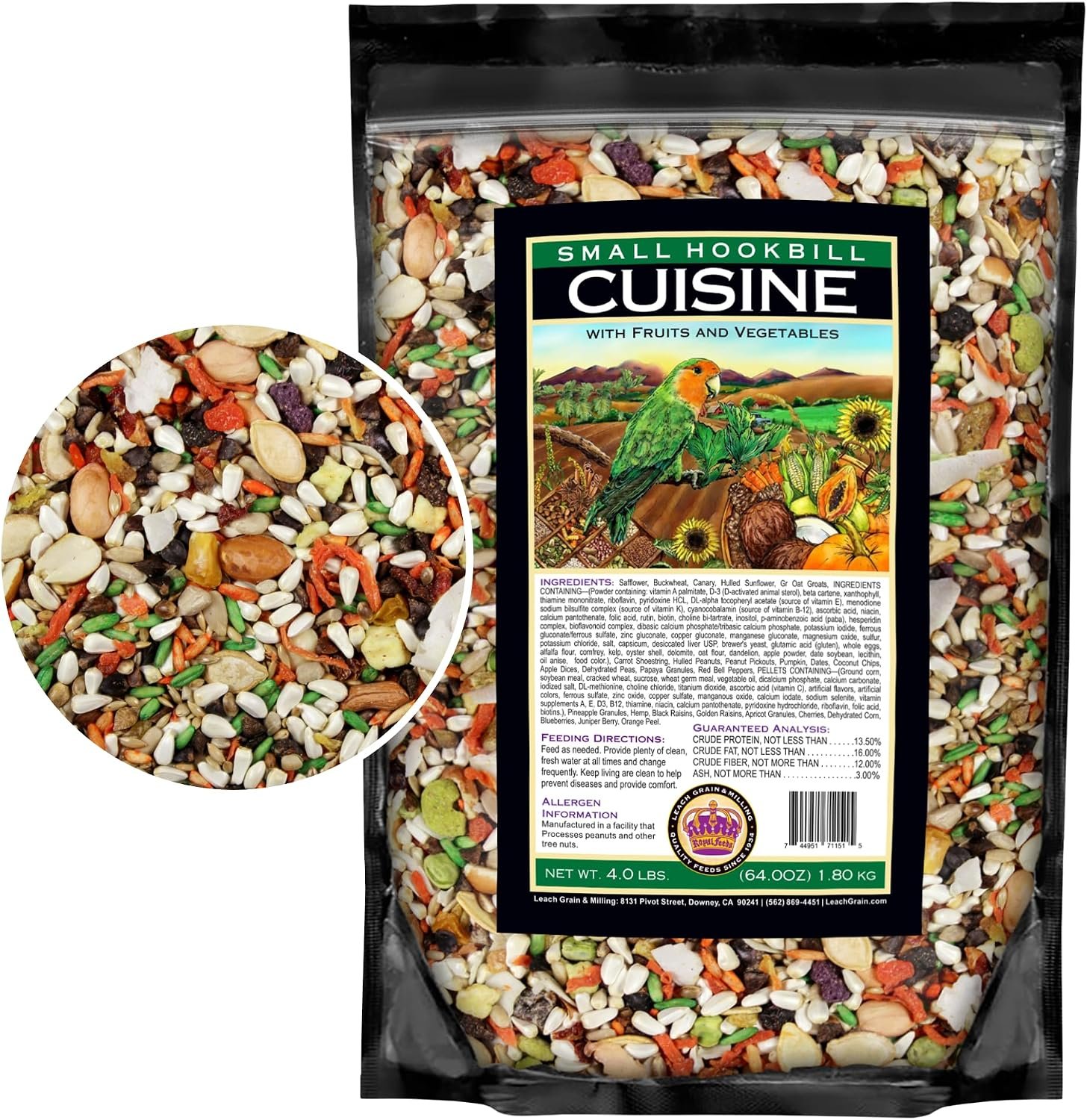 Small Hookbill Cuisine Parrot Food 4 Lb Premium Birdseeds for Parrot, Bird Food for Small Hookbill, Supports Daily Energy, Growth & Digestive Health, Nutrient-Rich Parrot Bird Seed for Outside Feeders