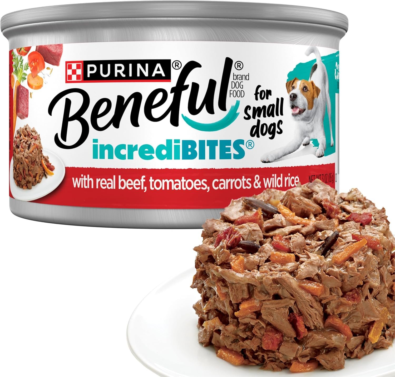 Purina Beneful Small Breed Wet Dog Food in Gravy, IncrediBites With Real Beef – (Pack of 12) 3 oz. Cans