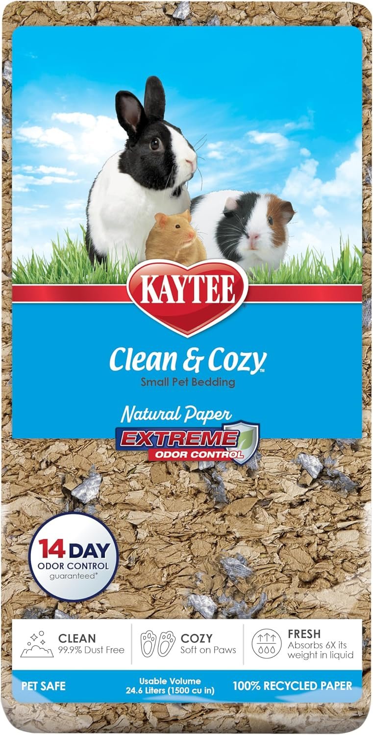 Kaytee Clean & Cozy Natural Paper with Extreme Odor Control Bedding, Made with 100% Recycled Paper