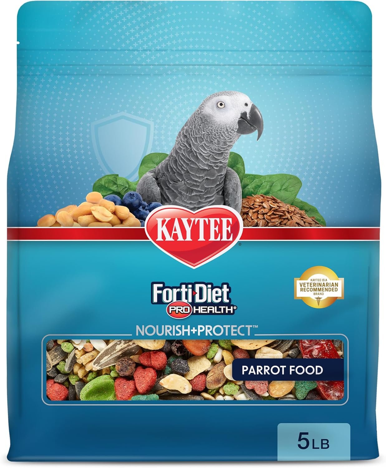 Kaytee Forti-Diet Pro Health Nourish+Protect Parrot Food, Comprehensive Nutrition Backed by Science, Digestive Health, Immune Support, 5 pounds