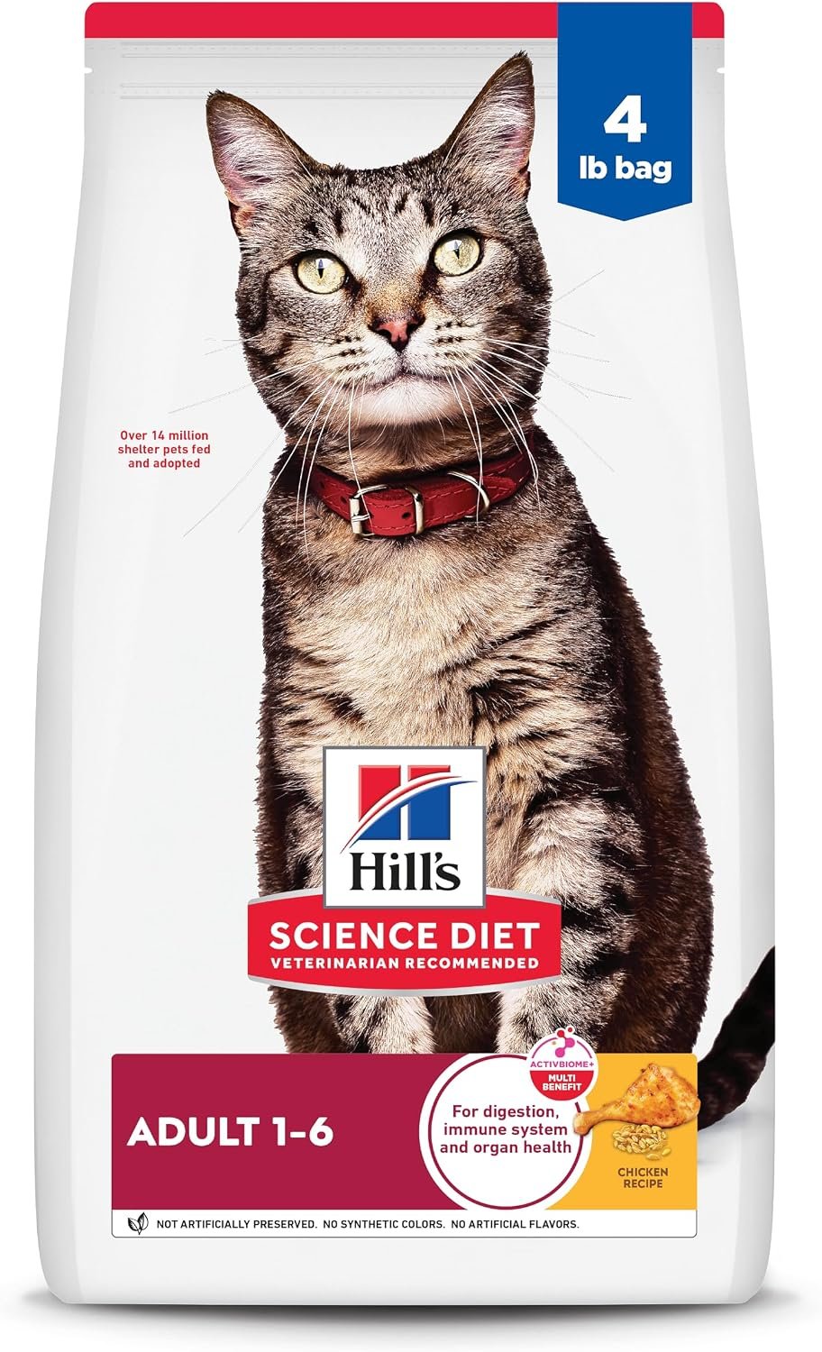 Hill’s Science Diet Adult 1-6 Dry Cat Food | #1 Veterinarian Recommended, Chicken Recipe, 4 lb. Bag