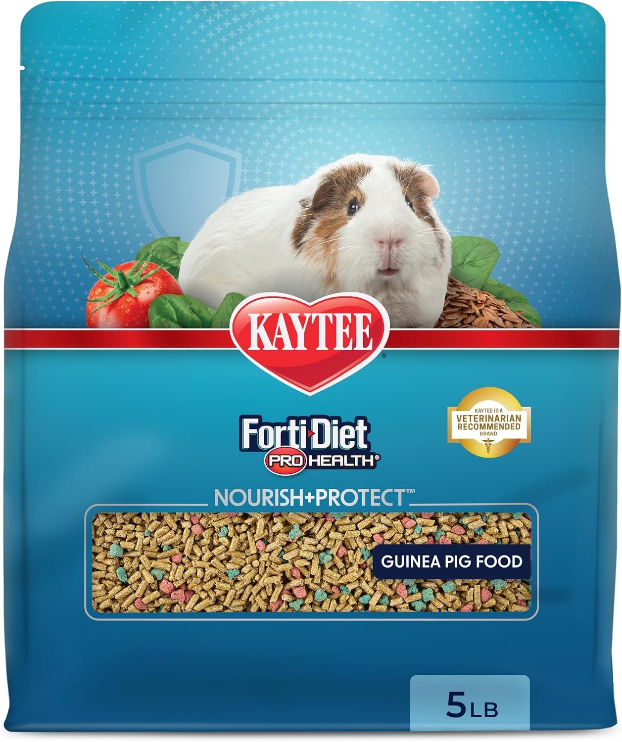 Kaytee Forti-Diet Pro Health Nourish+Protect Guinea Pig Food, Comprehensive Nutrition Backed by Science, Digestive Health, Immune Support, 5 pounds