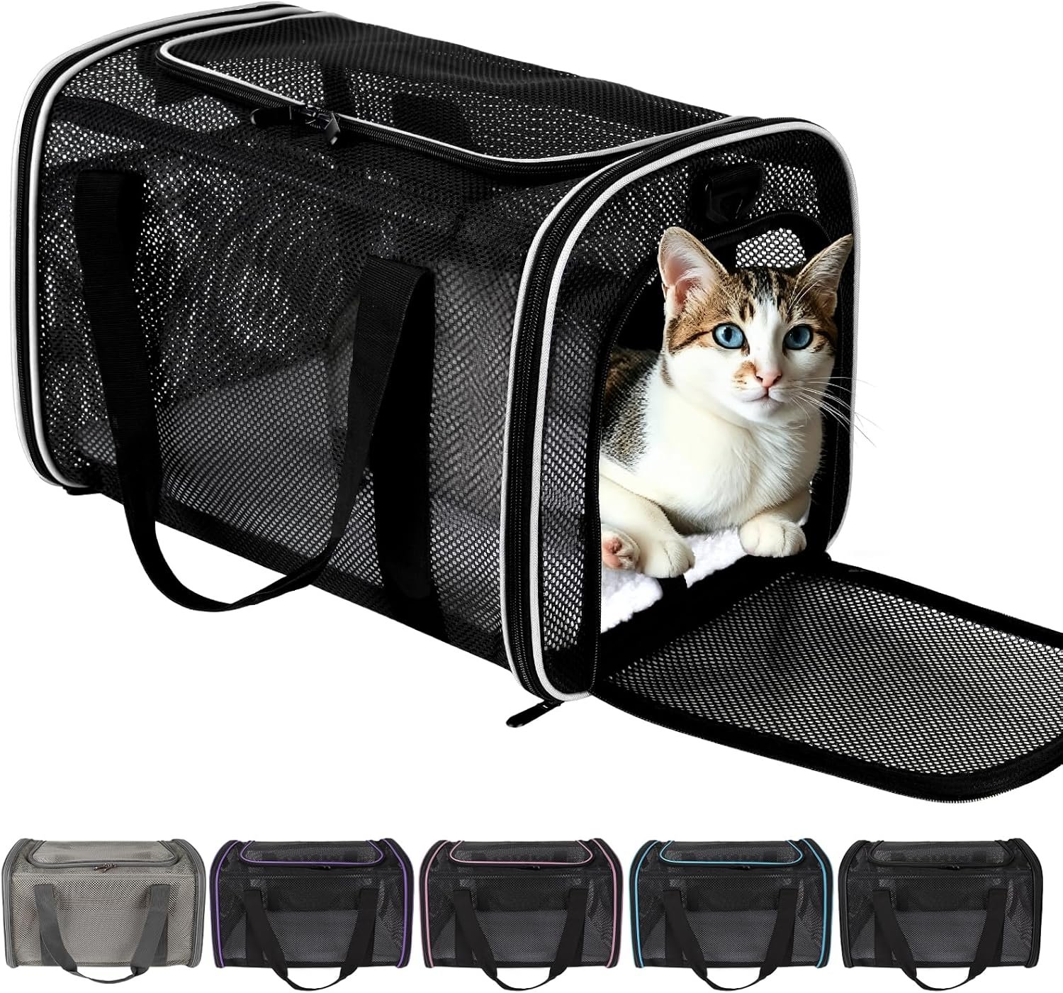 Cat Carrier Dog Carrier Pet Carriers Soft-Sided Cats Bag Animal Carriers Puppy Carrying Bag TSA Airline Approved Small Dog Carrier Soft Sided, Collapsible Travel Carriers for Big Cats(Up to 16lbs),