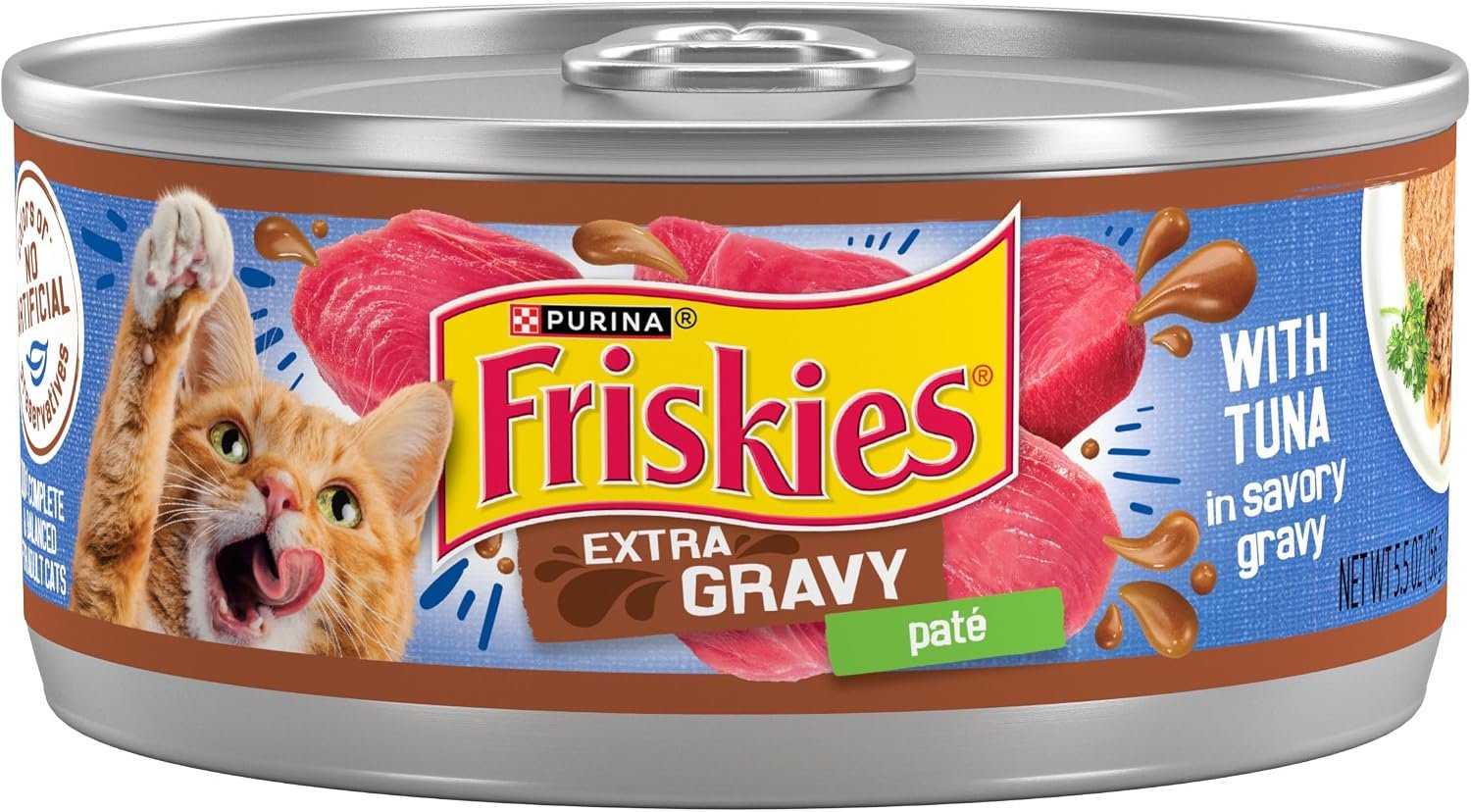 Purina Friskies Wet Cat Food Pate, Extra Gravy With Tuna – (Pack of 24) 5.5 oz. Cans