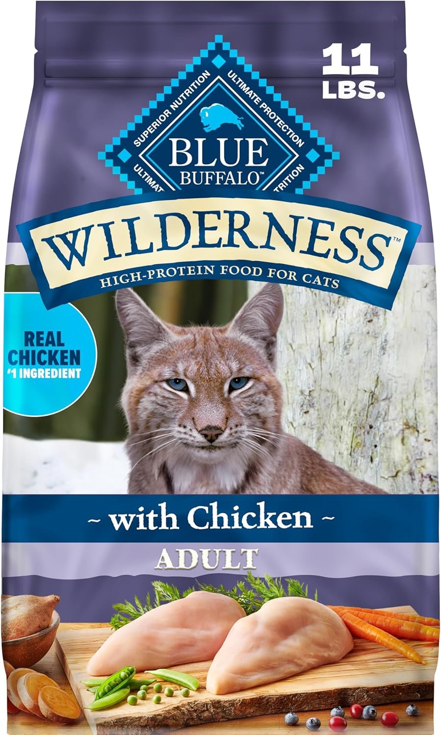 Blue Buffalo Wilderness Chicken Adult Dry Cat Food, Grain-Free, 11 lb | High Protein, Real Chicken #1 Ingredient, Supports Immunity with Antioxidant-Rich LifeSource Bits, Promotes Strong Muscles
