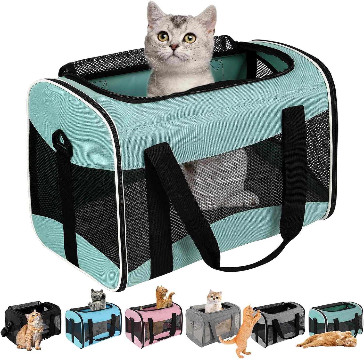 Cat Dog Carriers Soft-Sided Pet Carrier Large Cats for Medium Big Cat Small Dog Puppy up to 16lbs TSA Airline Approved Animal Collapsible Cat Carrier Carriers Travel Carrier Cat Bag (17x11x11)