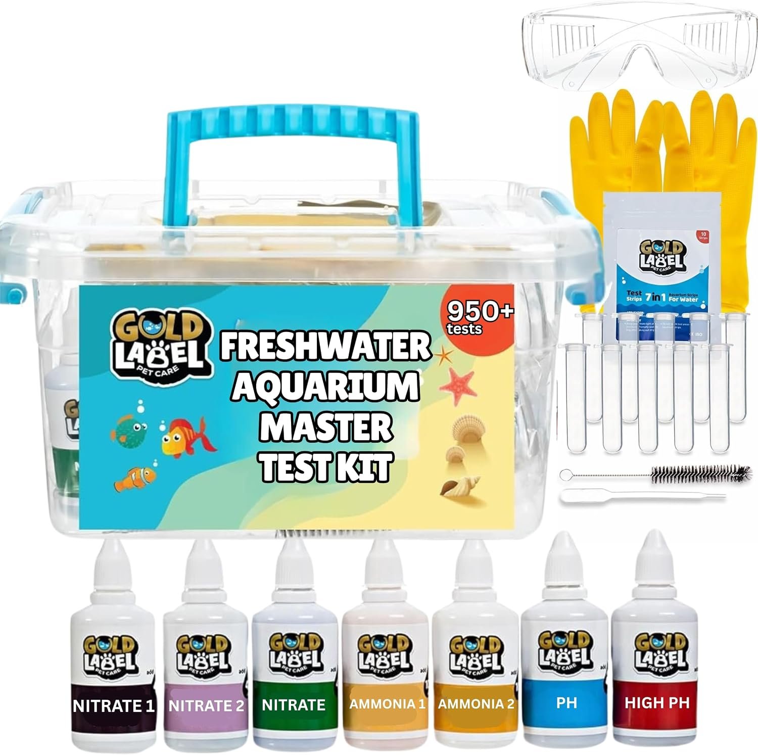 Freshwater Aquarium Master Test Kit – 950+ Tests for pH, Ammonia, Nitrite & Nitrate – Fast & Accurate Water Quality Testing – Ideal for Fish Tanks, Aquariums – Easy-to-Use Complete Kit