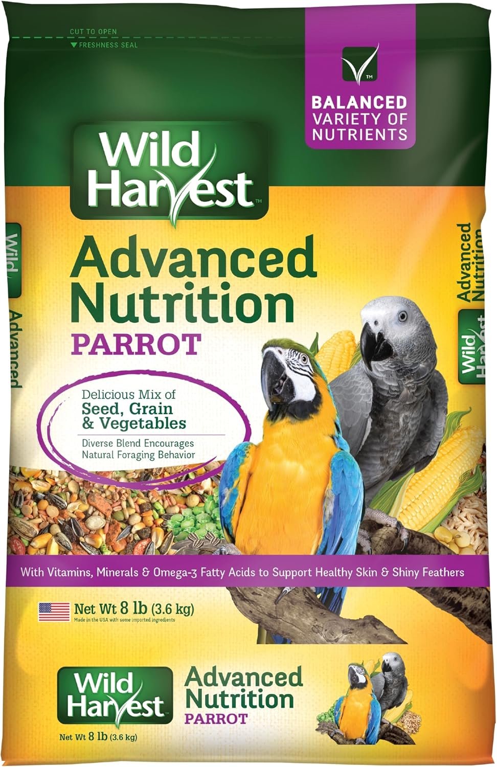 Wild Harvest Advanced Nutrition Parrot 8 Pounds, Seed, Grain And Vegetable Mix