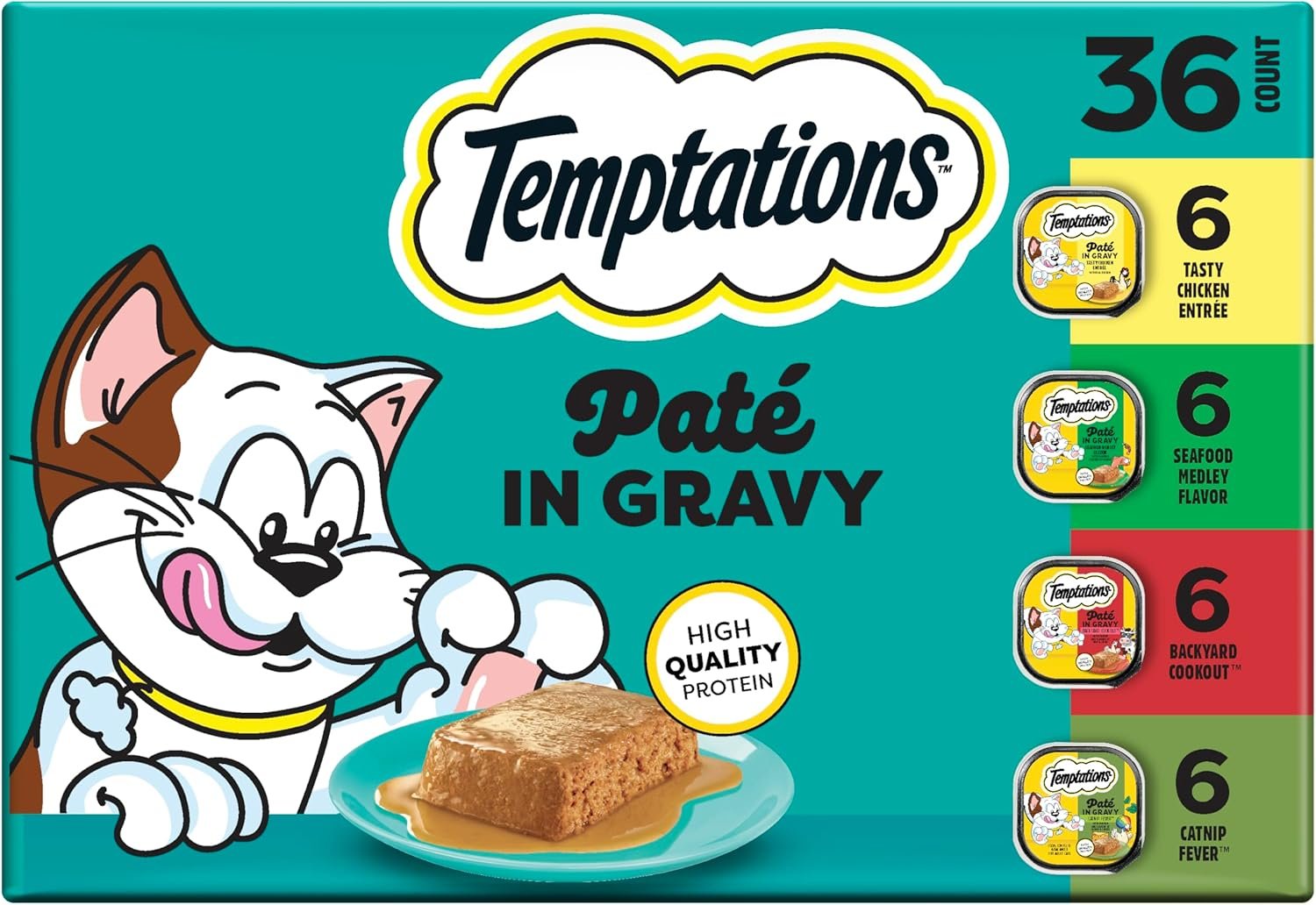Temptations Pate in Gravy Wet Cat Food, Variety Pack, 3.5 oz, 36 Count | Real chicken or salmon, 35 vitamins & minerals, antioxidant Vitamin E, no artificial flavors, supports health & hydration