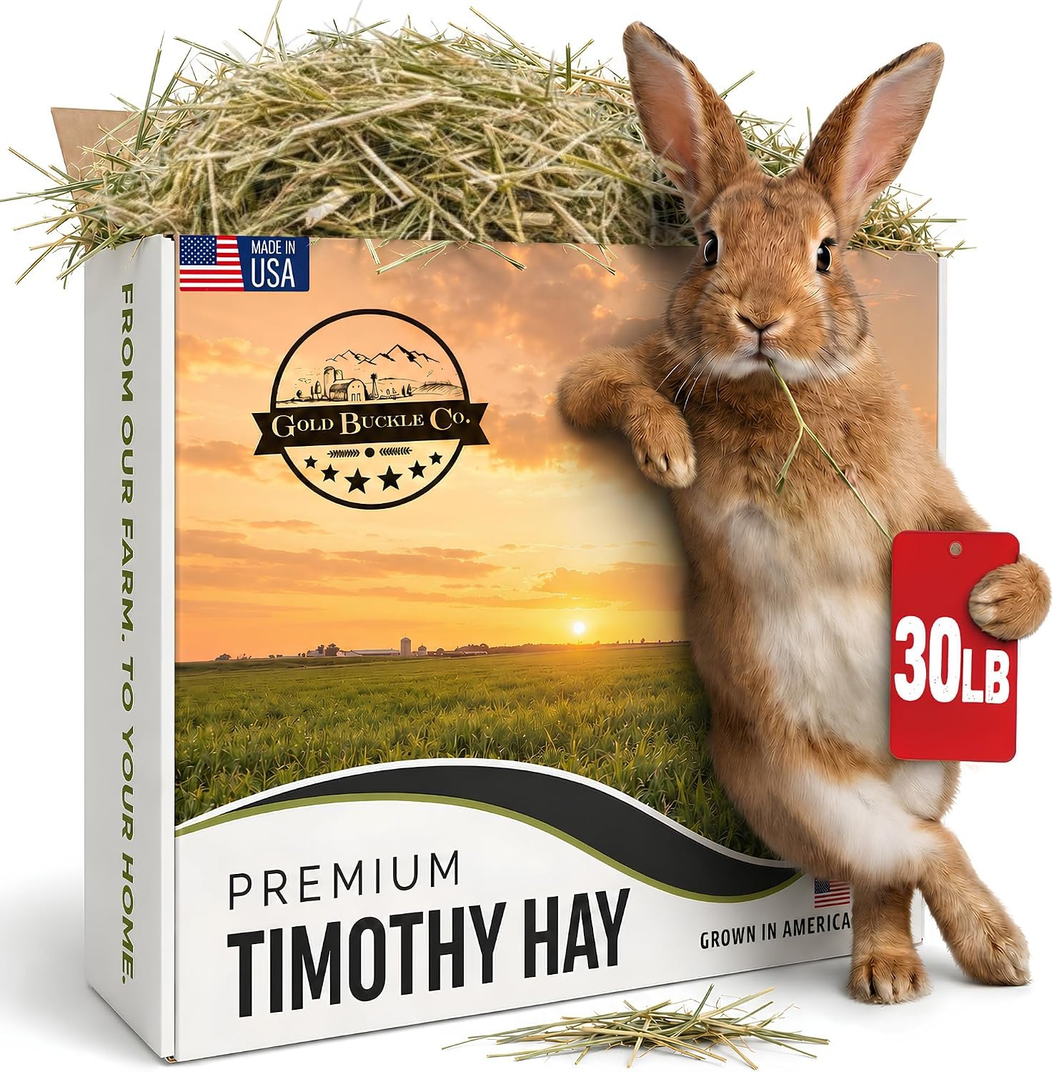 30lb All Natural 100% Timothy Hay for Rabbits, Guinea Pigs, Chinchillas, Hamsters & Ferrets – Farm Fresh, Rich in Protein, Fiber & Taste – Fresh Dried, Hand-Selected, Proudly USA Grown
