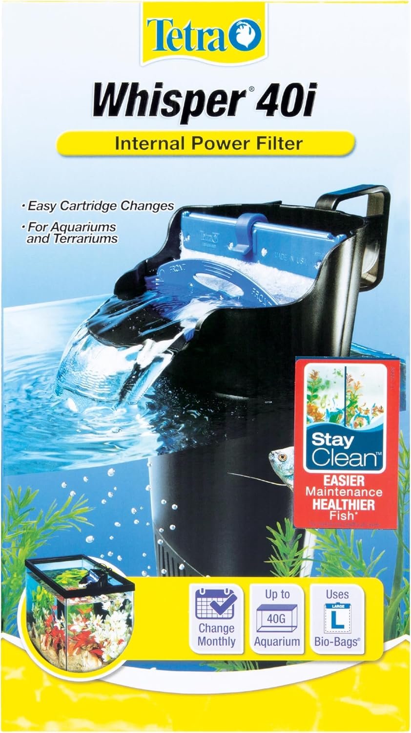 Tetra Whisper Internal Power Filter, Large Bio-Bag Filter Cartridges, 3-Stage Filtration, 20-40 gal