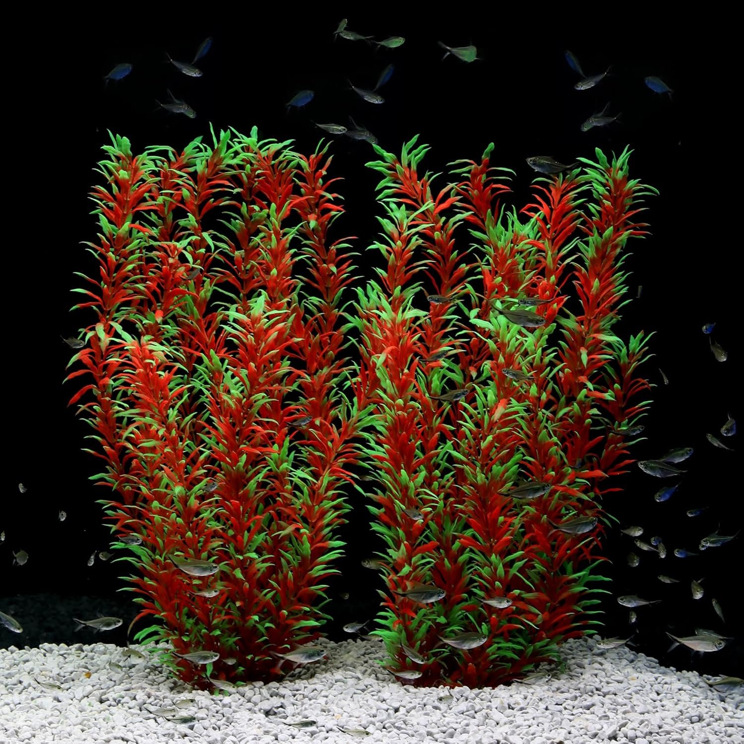JIHAQUA Aquarium Decor Plastic Plants Extra Large 21 Inch Artificial Plants | Tall Fish Tank Decorations (Wine 2pcs)