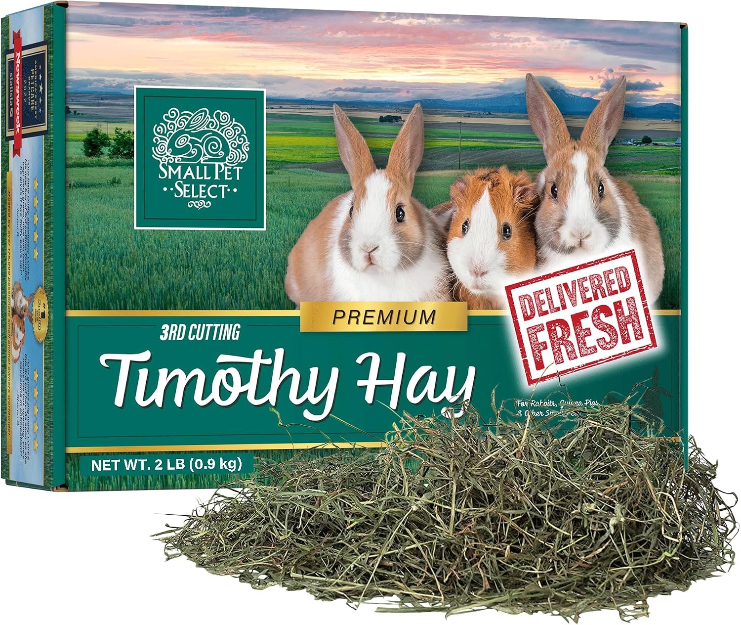 Small Pet Select 3rd Cutting Super Soft Timothy Hay, Picky Eaters, 2 lb | Soft Leafy Strands for Picky Eaters, Grown in USA, For Rabbits, Guinea Pigs, Chinchillas, Bunnies & Small Pets