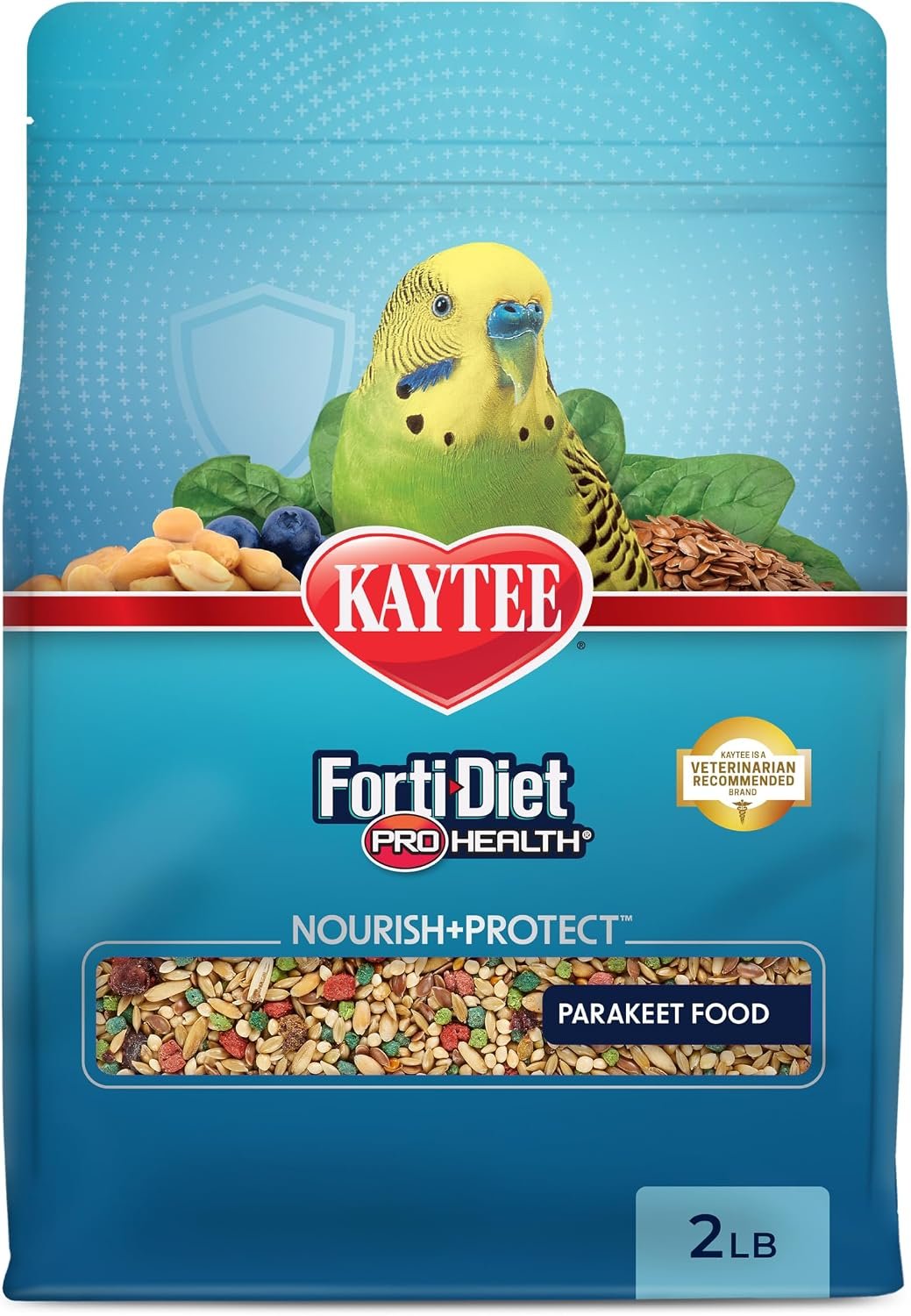 Kaytee Forti-Diet Pro Health Nourish+Protect Parakeet Food, Comprehensive Nutrition Backed by Science, Digestive Health, Immune Support, 2 pounds
