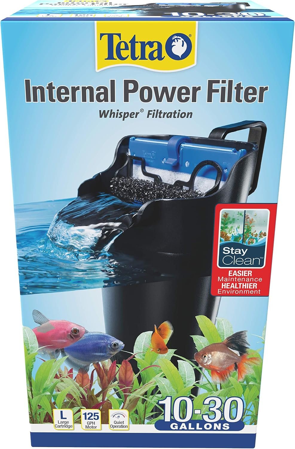 Tetra Whisper Internal Power Filter, Large Bio-Bag Filter Cartridges, 3-Stage Filtration, 10-30 gal