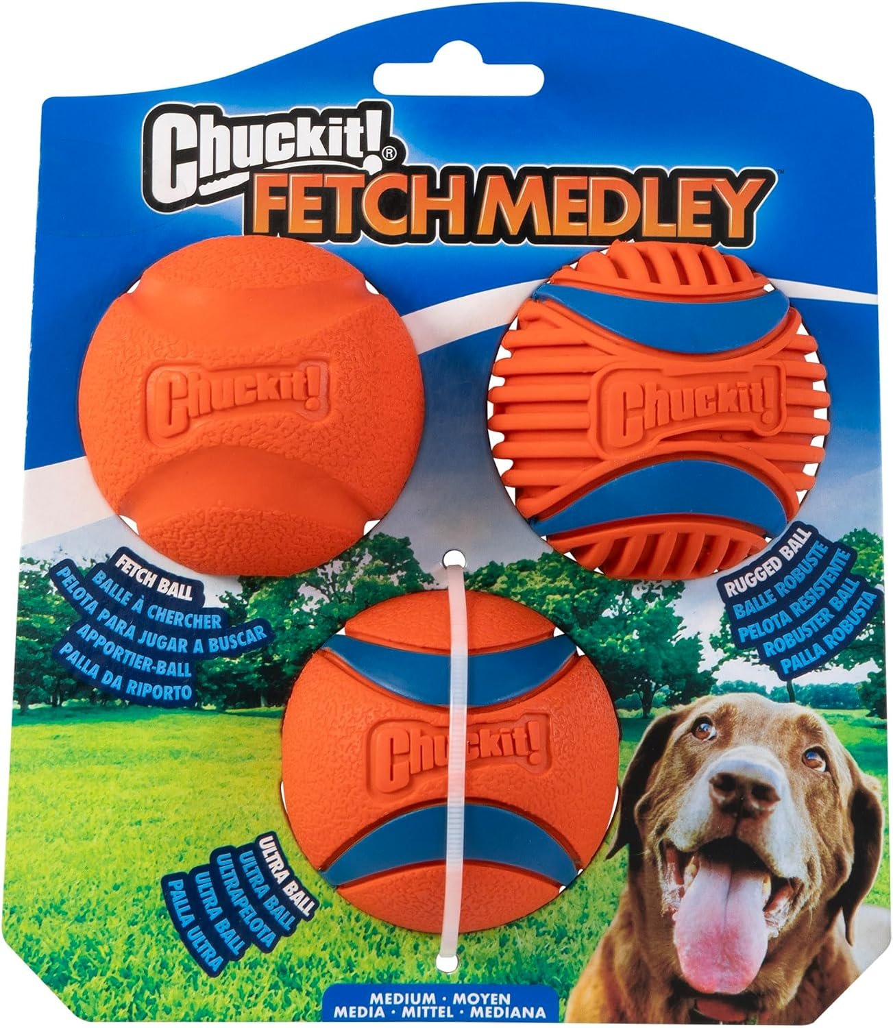 Chuckit! Dog Balls – Interactive Dog Toys, High-Bounce Fetch Ball, Ultra and Rugged Balls, Durable – Size Medium, 2.5-inch Diameter, Set of 3 | Durable trio includes floating Ultra and Rugged styles, keeps active pups chasing, retrieving and playing outdoors daily