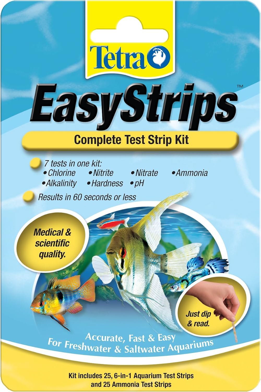 Tetra EasyStrips, Complete Aquarium Test Strips, Water Testing, 25 Count