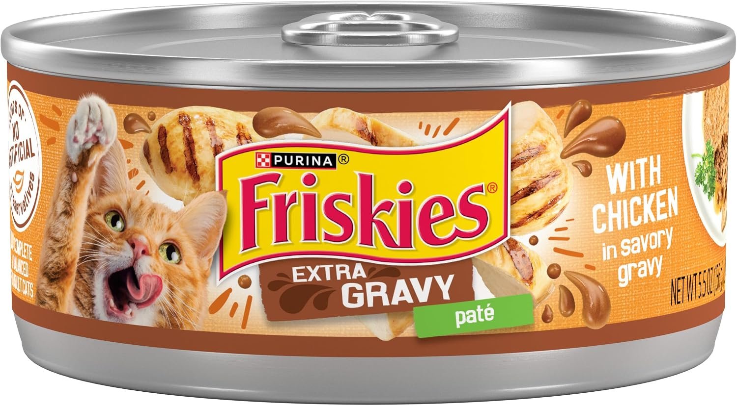 Purina Friskies Gravy Pate, Wet Cat Food Extra Gravy Pate With Chicken in Savory – (Pack of 24) 5.5 oz. Cans