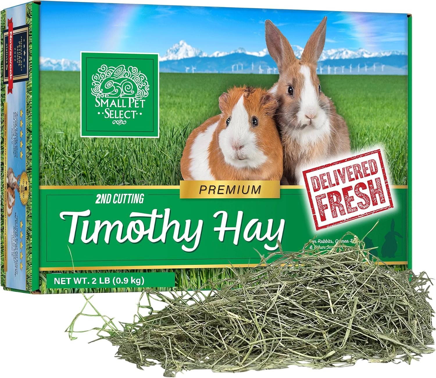Small Pet Select 2nd Cutting Perfect Blend Timothy Hay Pet Food for Rabbits, Guinea Pigs, Chinchillas and Other Small Animals, Premium Natural Hay Grown in the US, 2 LB