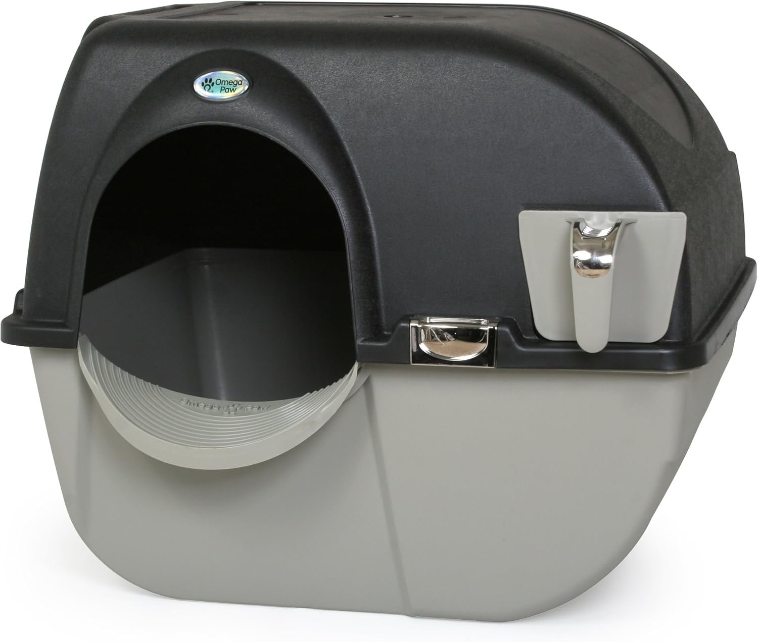 Omega Paw Elite Self Cleaning Roll ‘n Clean Litter Box, Midnight Black, Large (EL-RA20-1)