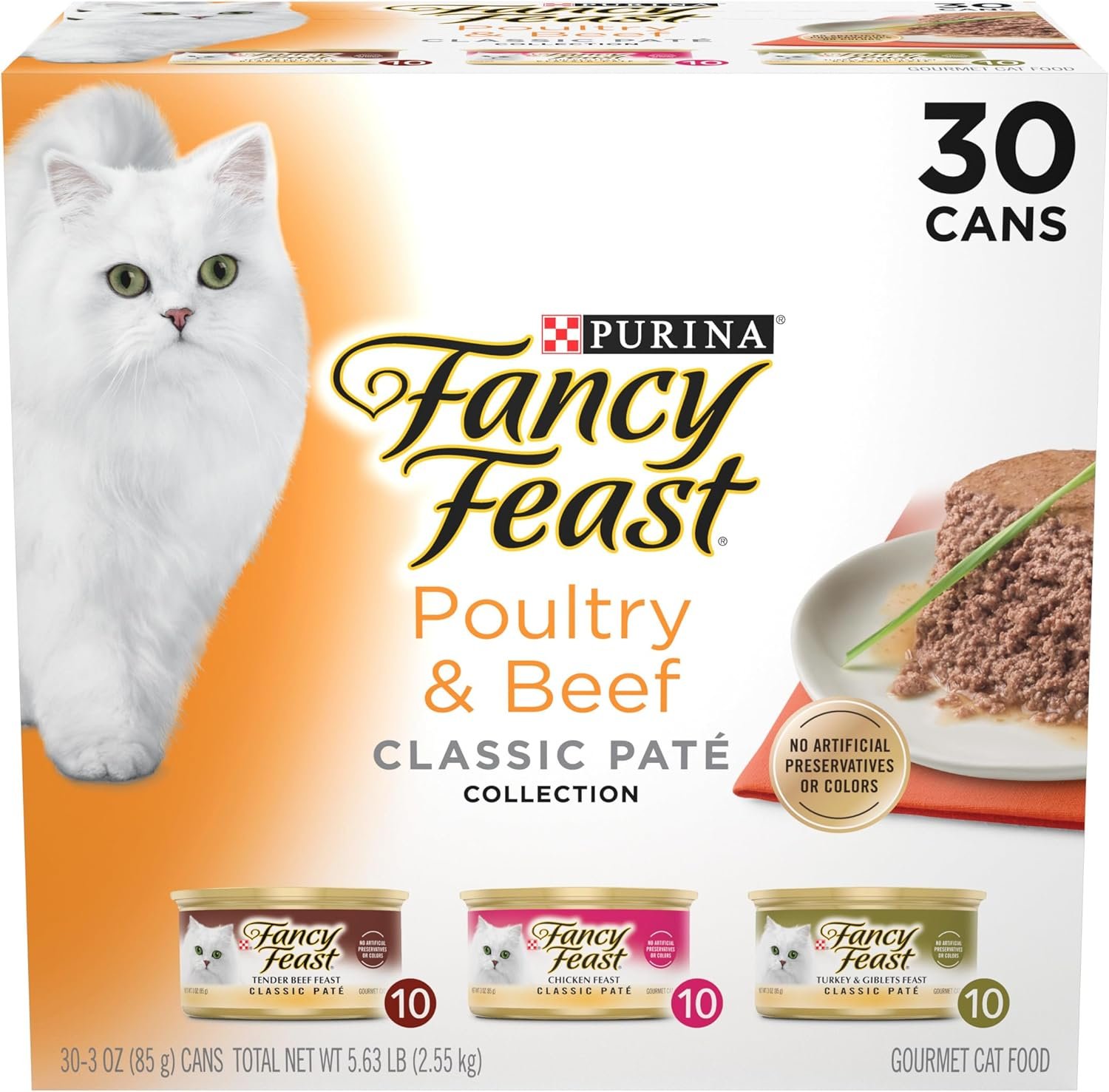 Purina Fancy Feast Classic Pate Wet Cat Food, 3 oz Cans, 30-Pack