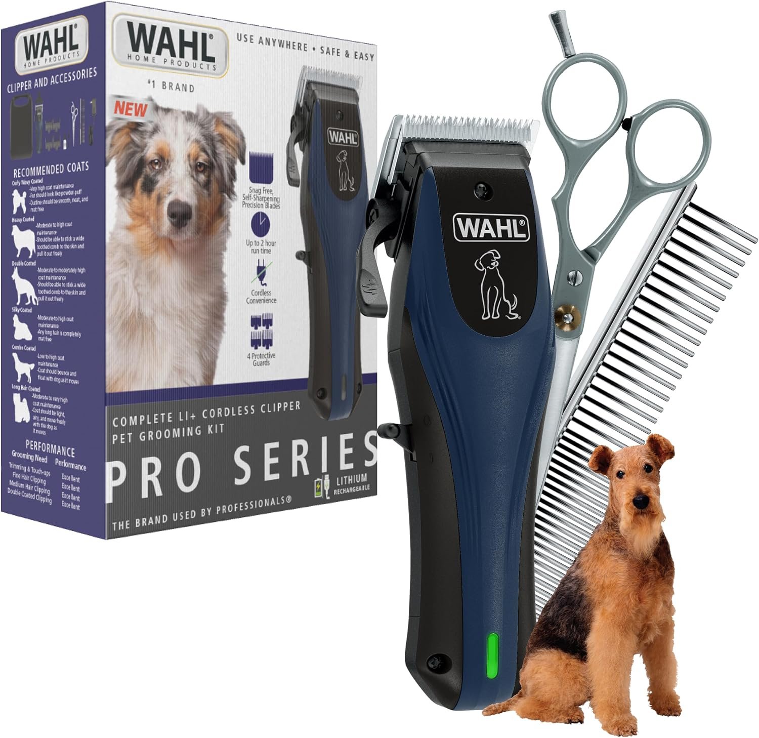Wahl Power Pro Lithium Ion Rechargeable Cordless Dog Grooming Clipper Kit | Heavy Duty Cordless Electric Dog Clippers For Grooming Thick Coats At Home – Model 3024675