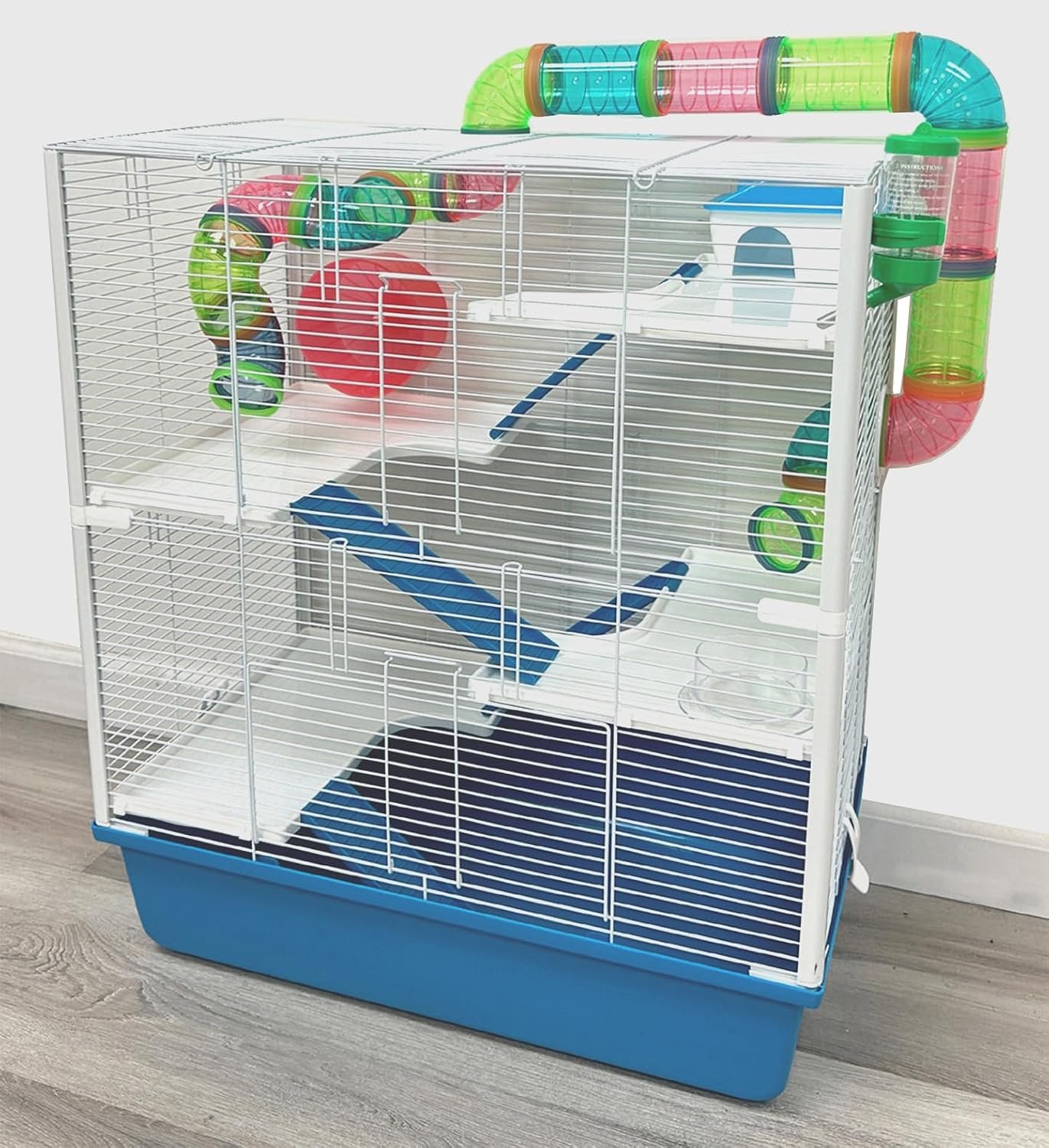Extra Large 23″ Multi-Tiers Easy Setup Hamster Palace Gerbil Habitat Mouse House Mice Home Critters Cage Complete Set of Accessories Expandable Customizable Hide House Food Bowl Running Wheel