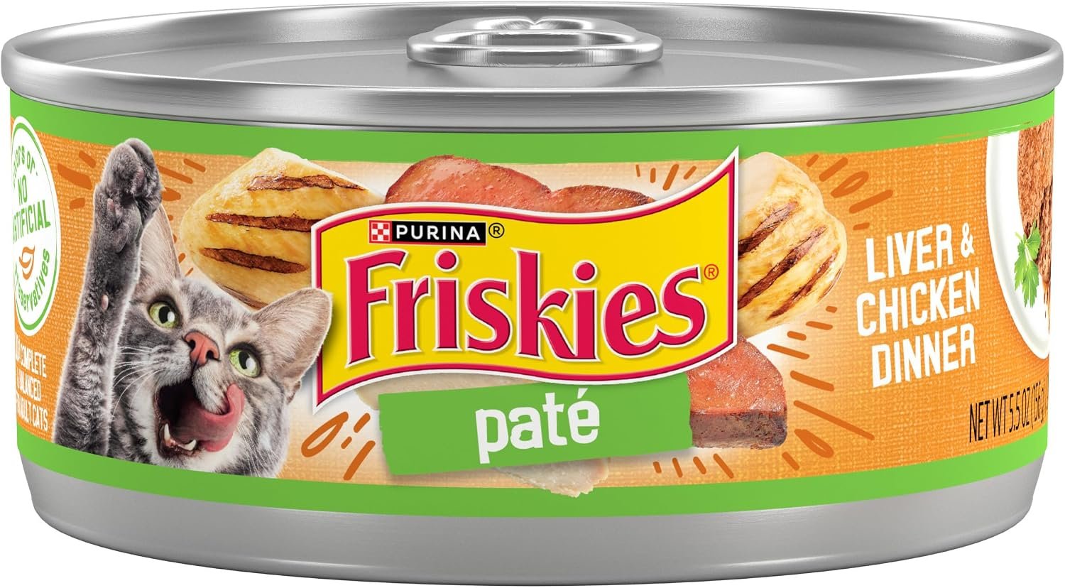 Purina Friskies Wet Cat Food Pate, Liver and Chicken Dinner – (Pack of 24) 5.5 oz. Cans