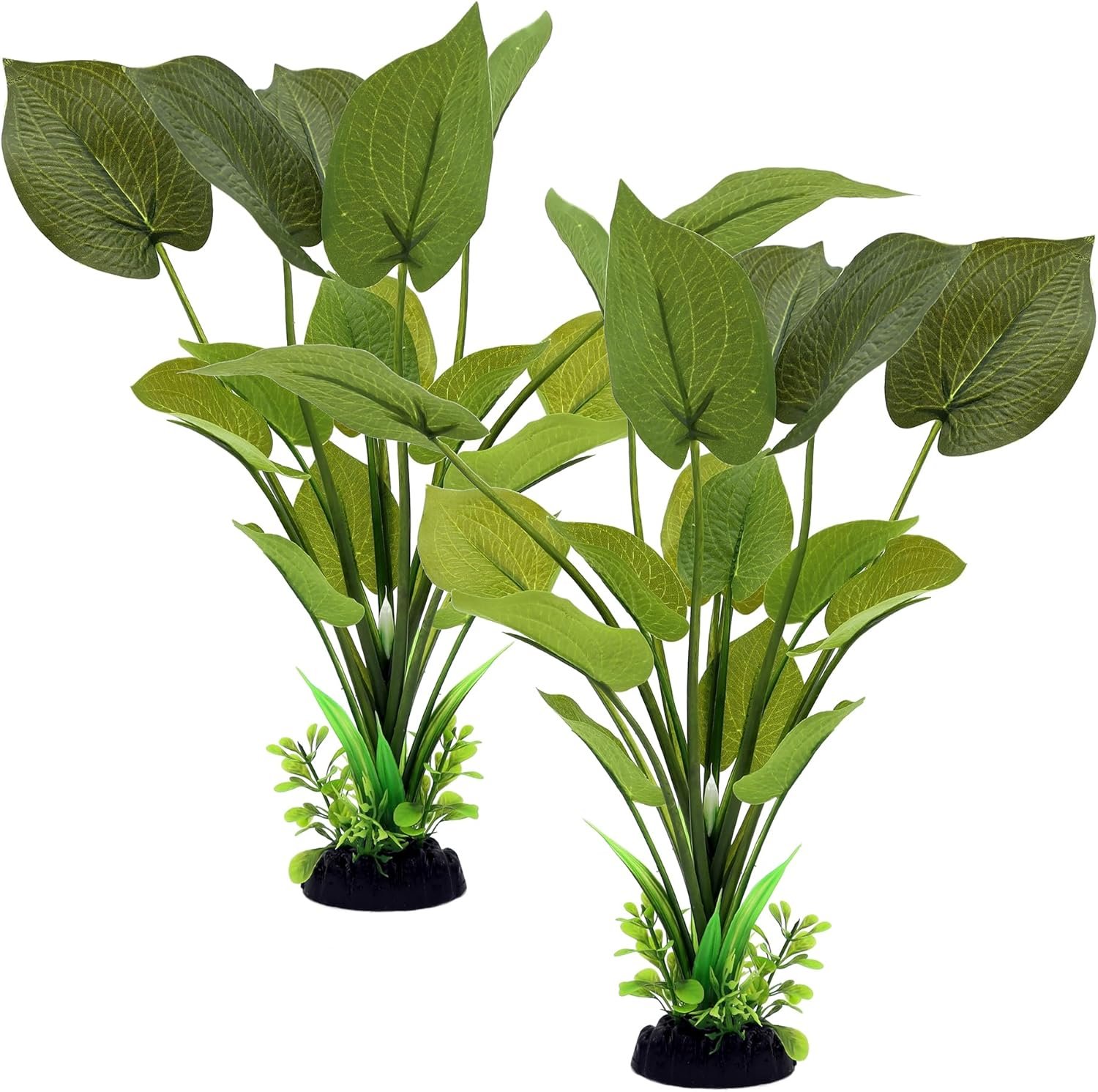 Silk Aquarium Plants, 12 Inch Artificial Silk Plants Decorations | for Fish Tank,Aquarium Décor Plastic Plants (Green, 2 Pack)