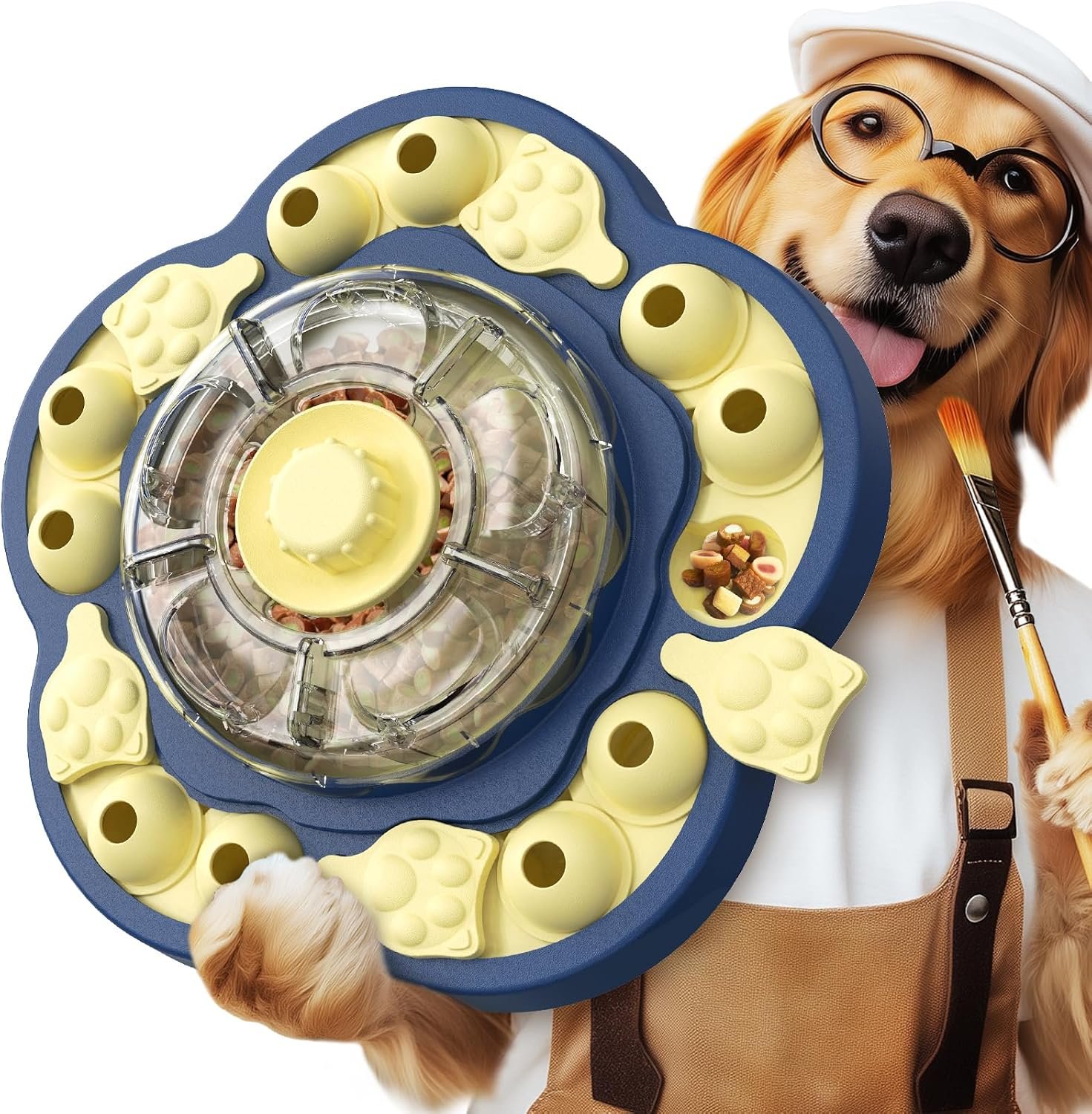 KADTC 3-Level Dog Puzzle Toy, Spin to Release Treat Dispenser & Slow Feeder | LARGE SIZE – Slide, swing, sniff, search: 4 play modes curb boredom, channel energy, build focus, deliver mental stimulation.