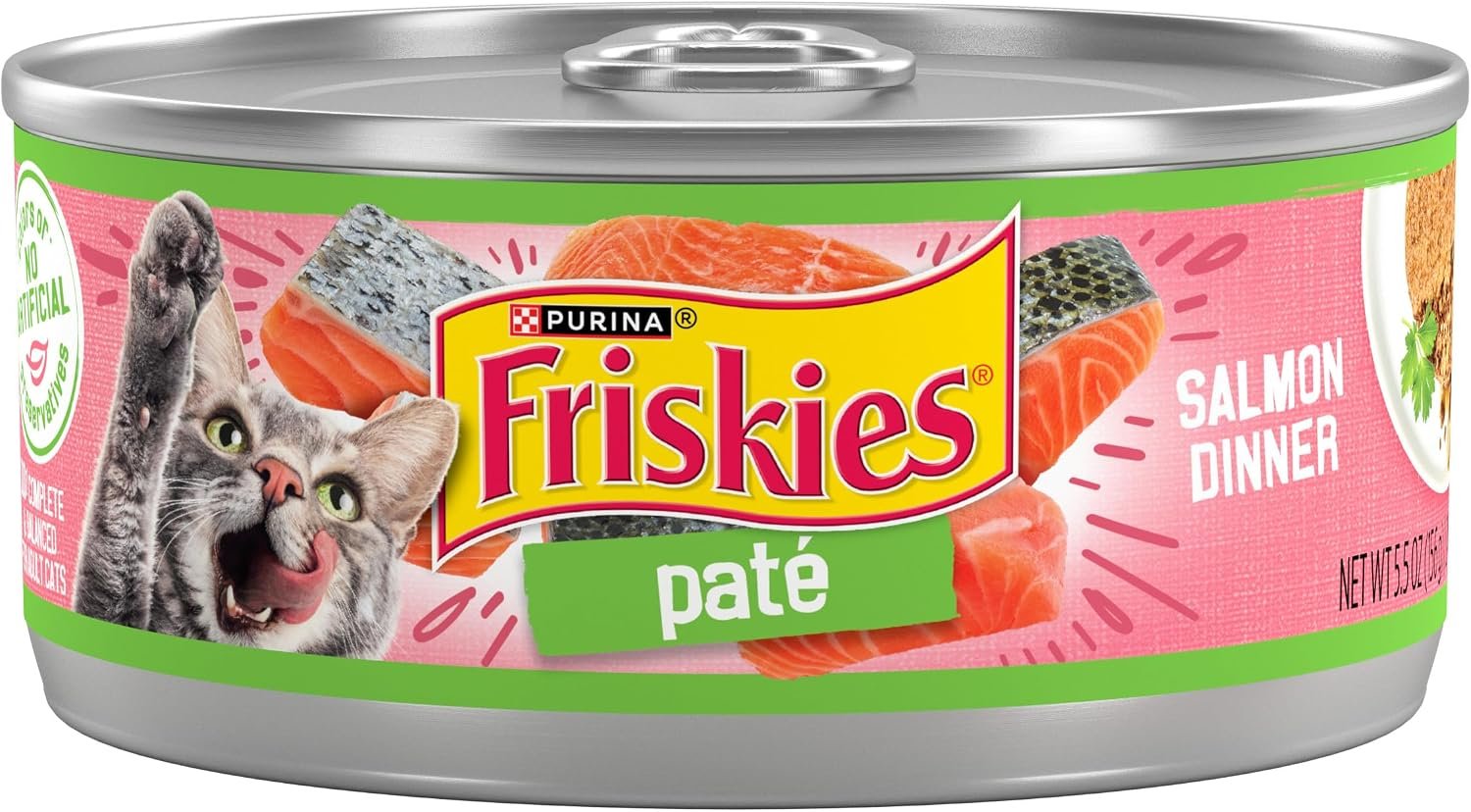 Purina Friskies Wet Cat Food Pate, Pate Salmon Dinner – (Pack of 24) 5.5 oz. Cans