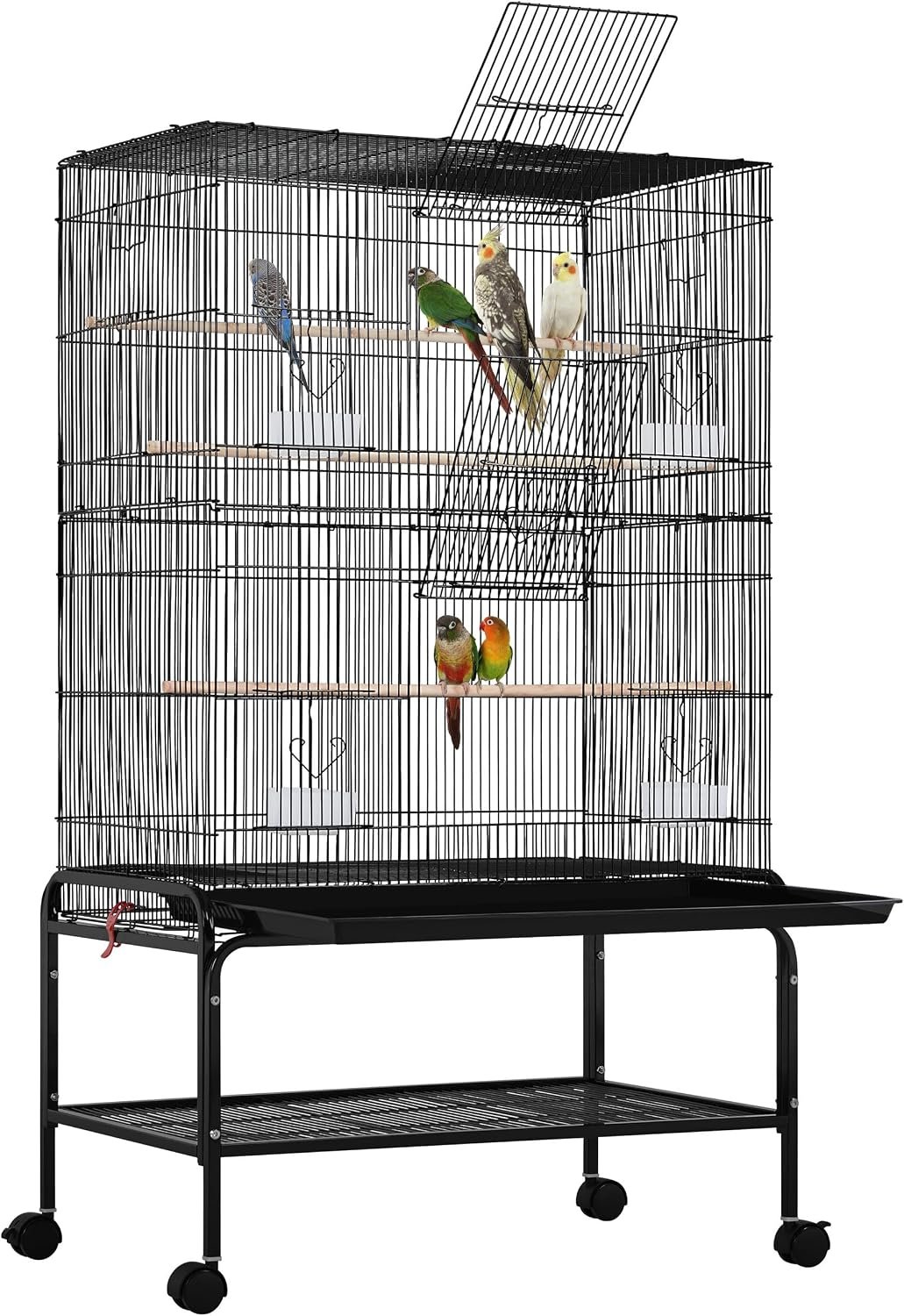 Yaheetech 53” Large Bird Cage Budgie Cage for Parakeets Cockatiels Conures Lovebirds Parrots with Rolling Stand