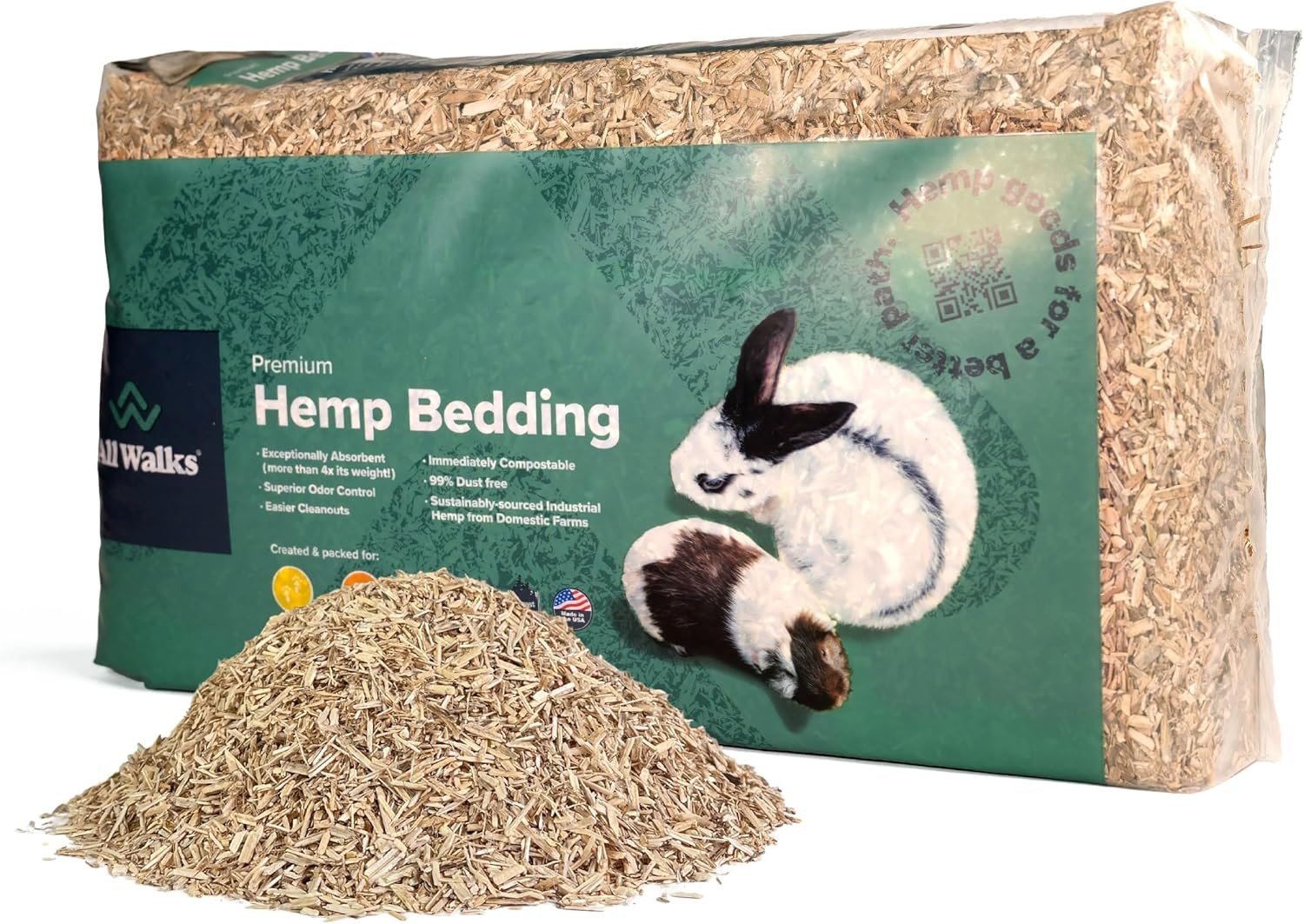 | Hemp Bedding for Small Animals 18.5L (3.7 LBS) | Low Dust, Odor Control, Highly Absorbent, Natural Cage Bedding for Rabbits, Hamsters, Guinea Pigs, Birds, and More