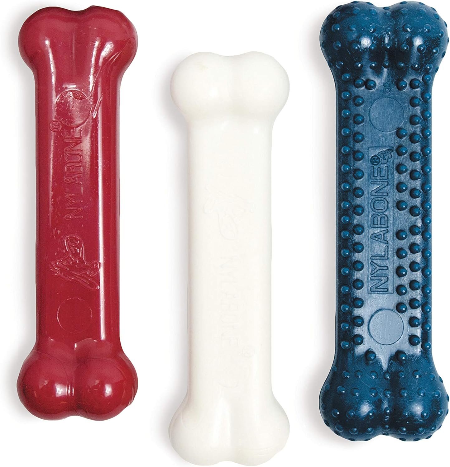 Nylabone Original Bone Power Chew Toys for Dogs, Durable & Tough Dog Toys for Aggressive Chewers, Long Lasting Chicken, Bacon, and Peanut Butter Flavor, Small – Up to 25 lbs, 1 Count | Peanut butter, chicken, and bacon flavor, durable dog toys for aggressive chewers, helps clean teeth, for dogs up to 25 lbs