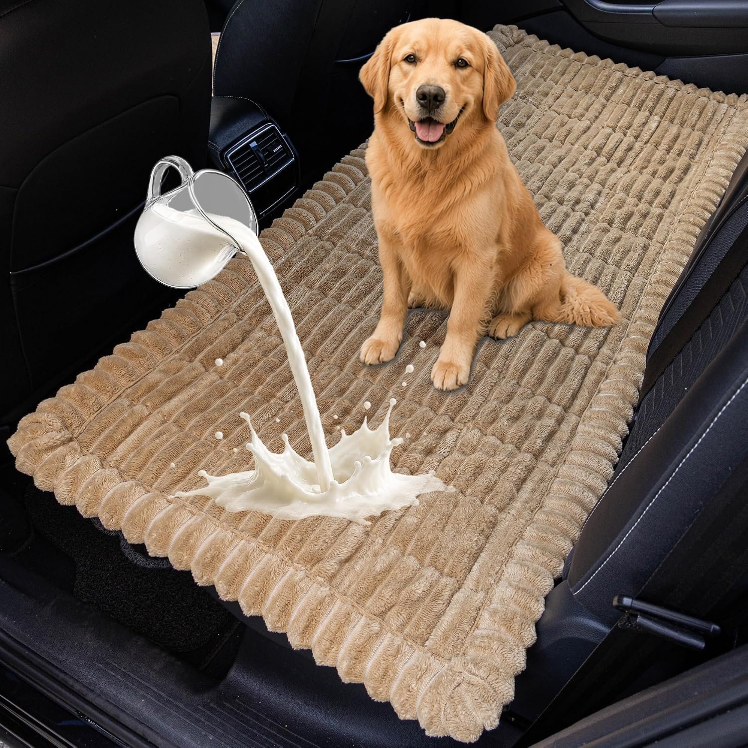 Dog Car Seat Waterproof Bed Cover Nonslip Car Back Seat Soft and Comfortabl | Pet Bed Mat Car Blanket for Travel Backseat Extender Seat Covers Dog Bed for Cars Trucks and SUVs (Brown Cover 23.6” x 51”)