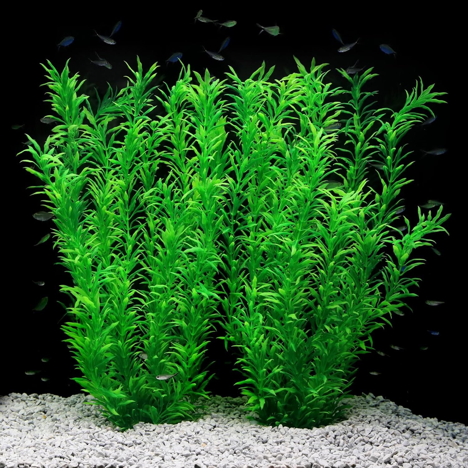 Aquarium Decor Plastic Plants Extra Large 21 Inches Artificial Plants | Fish Tank Plants Tall Fish Tank Decorations (Green 2pcs)