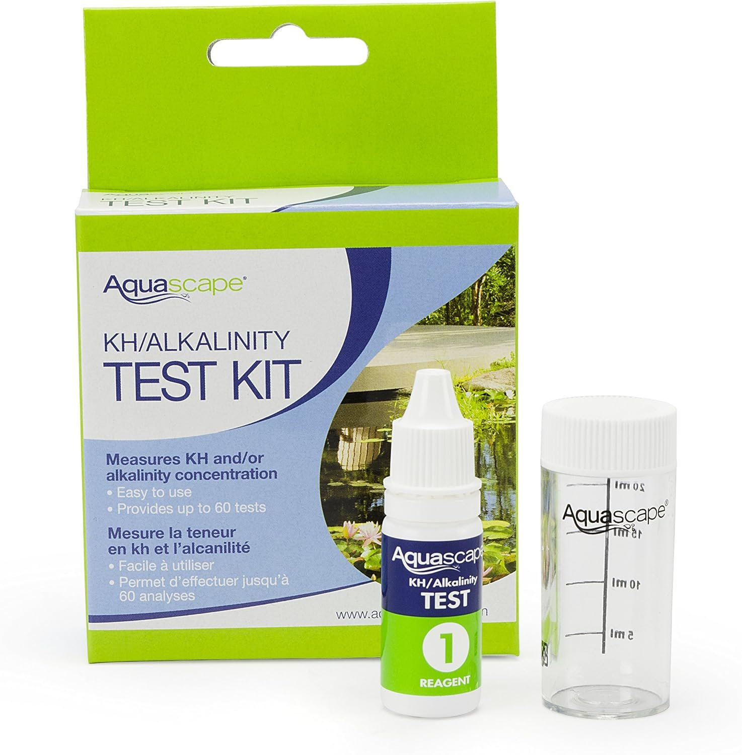 Aquascape 96019 Water Test Kit KH Alkalinity for Pond Water Feature and Garden | Quantity – 60 Tests