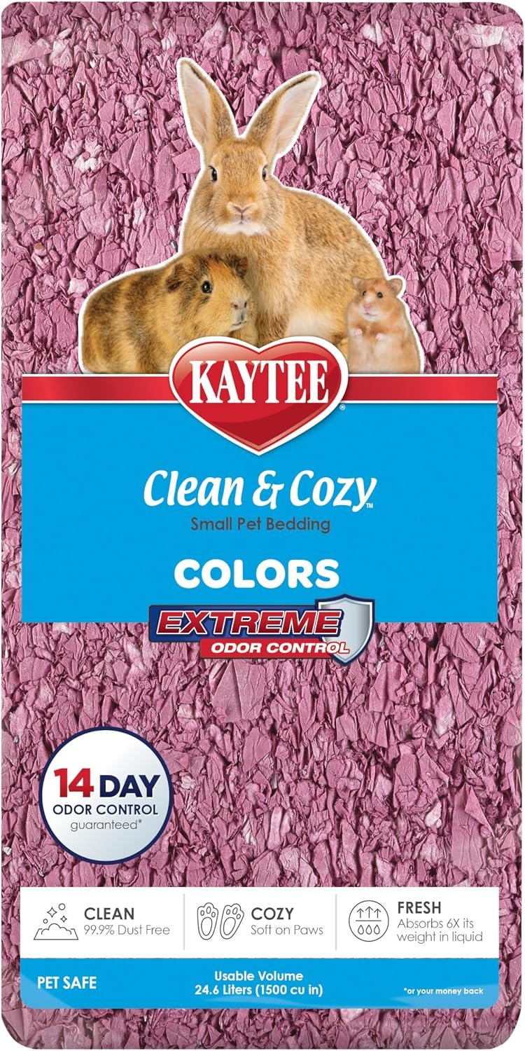 Kaytee Clean & Cozy Colors, Small Animal Bedding with Extreme Odor Control, Plum, 24.6 Liters