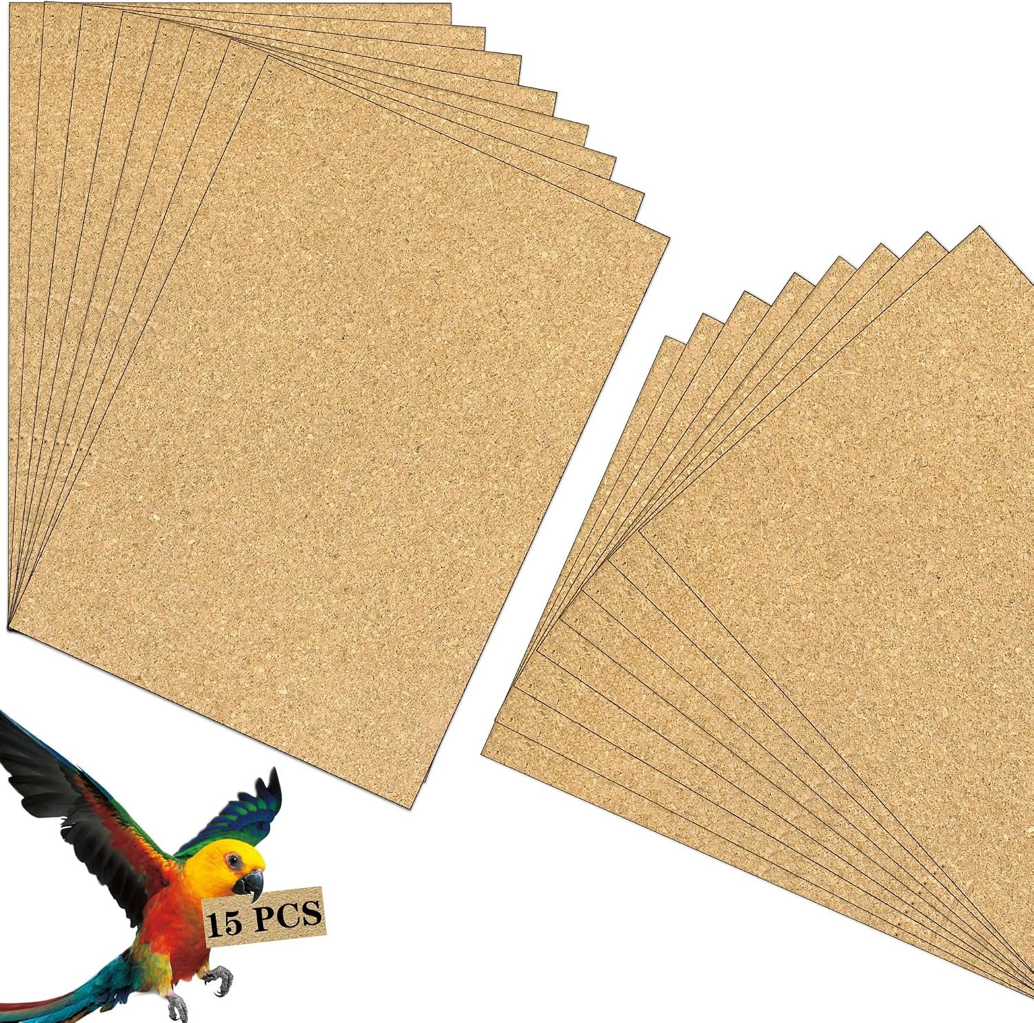 Gravel Paper for Bird Cage,BirdCage Liner Papers Cuttable Gravel Liner Sea Sand Paper Pet Animal Cages Cushion Great for Hard-Billed Birds Parrot | Clean Safe & Aids in Digestion (15 PCS – 17″ x 11″)