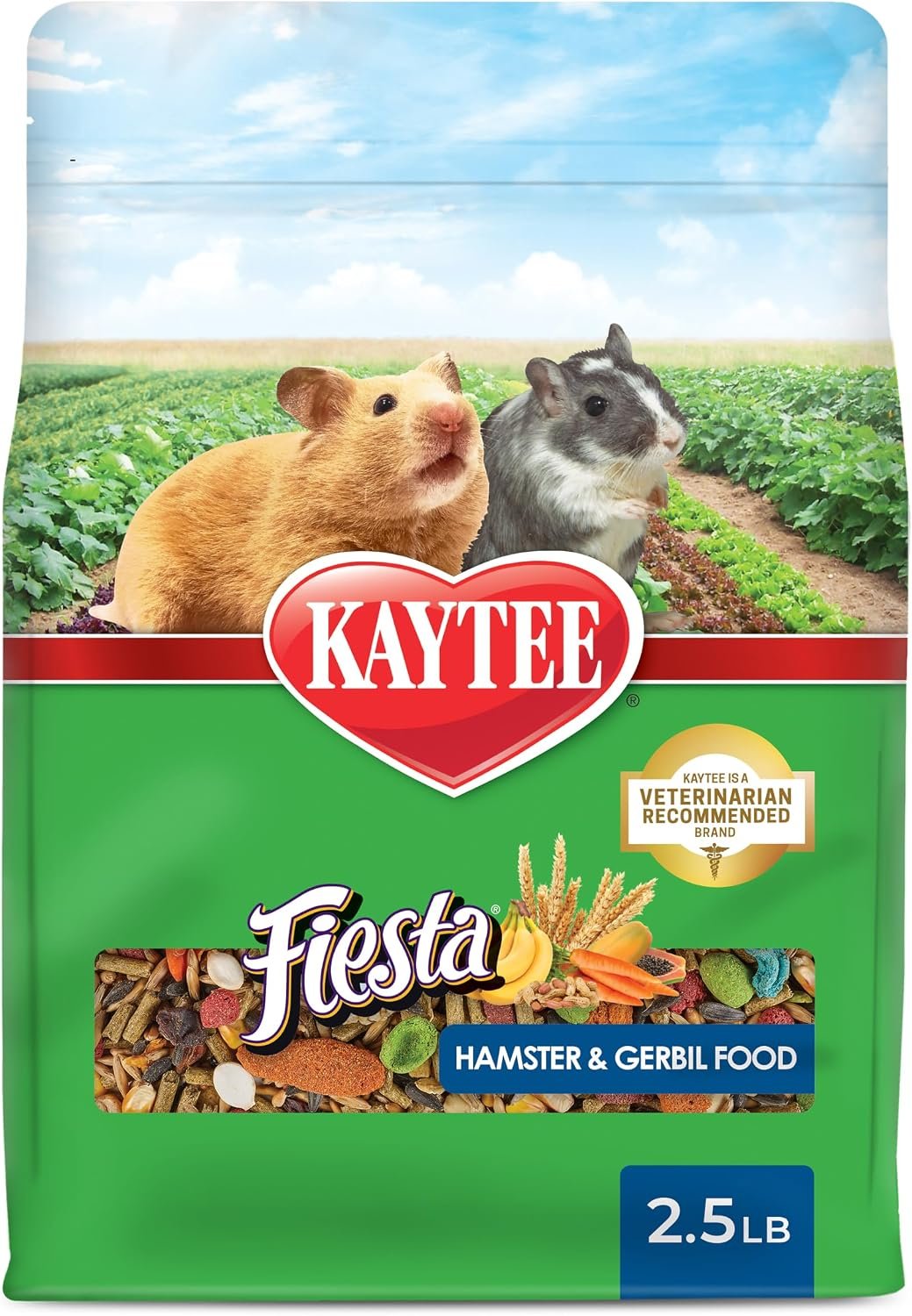 Kaytee Fiesta Hamster & Gerbil Food, Nutritious and Fun Blend, Supports Dental Health and Digestion, 2.5 pounds